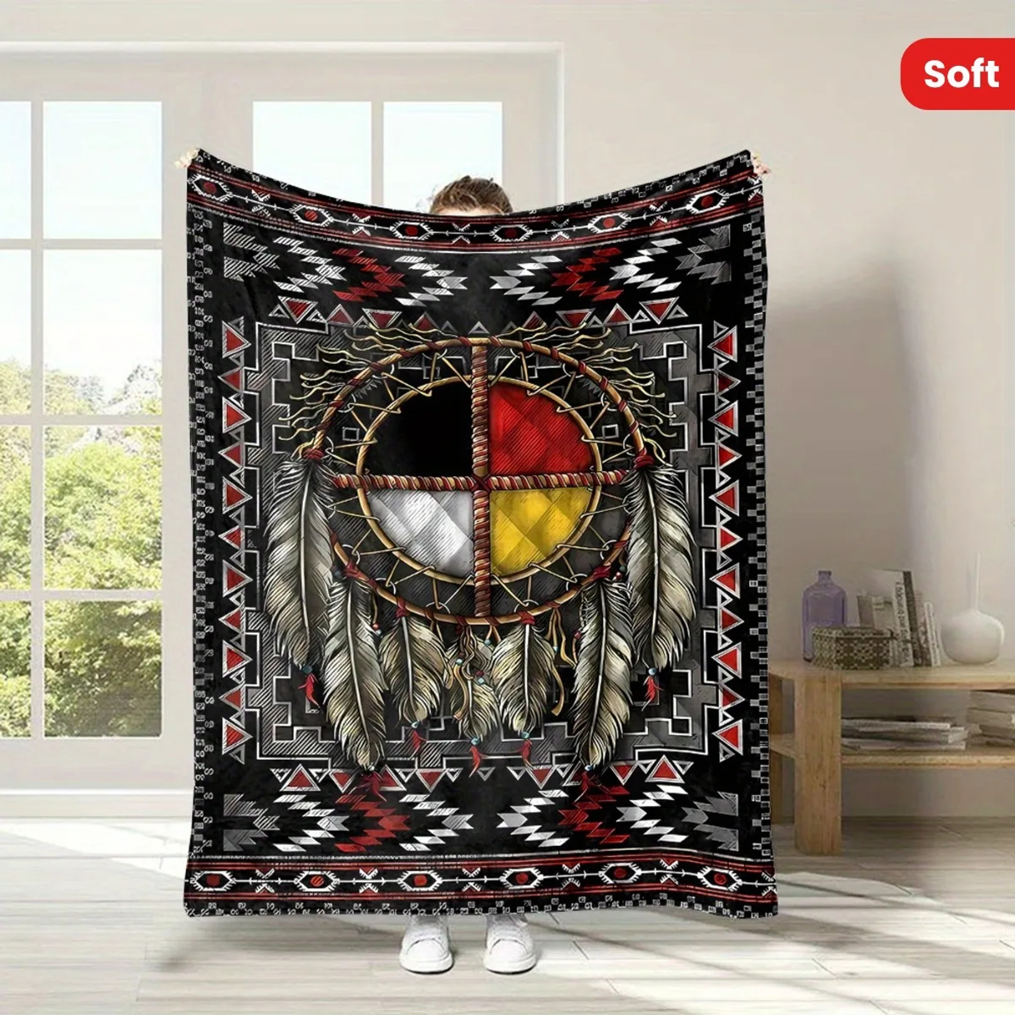 Aztec Throw Blanket Boho Flannel Geometric Fleece Sofa  Camping Blanket 2