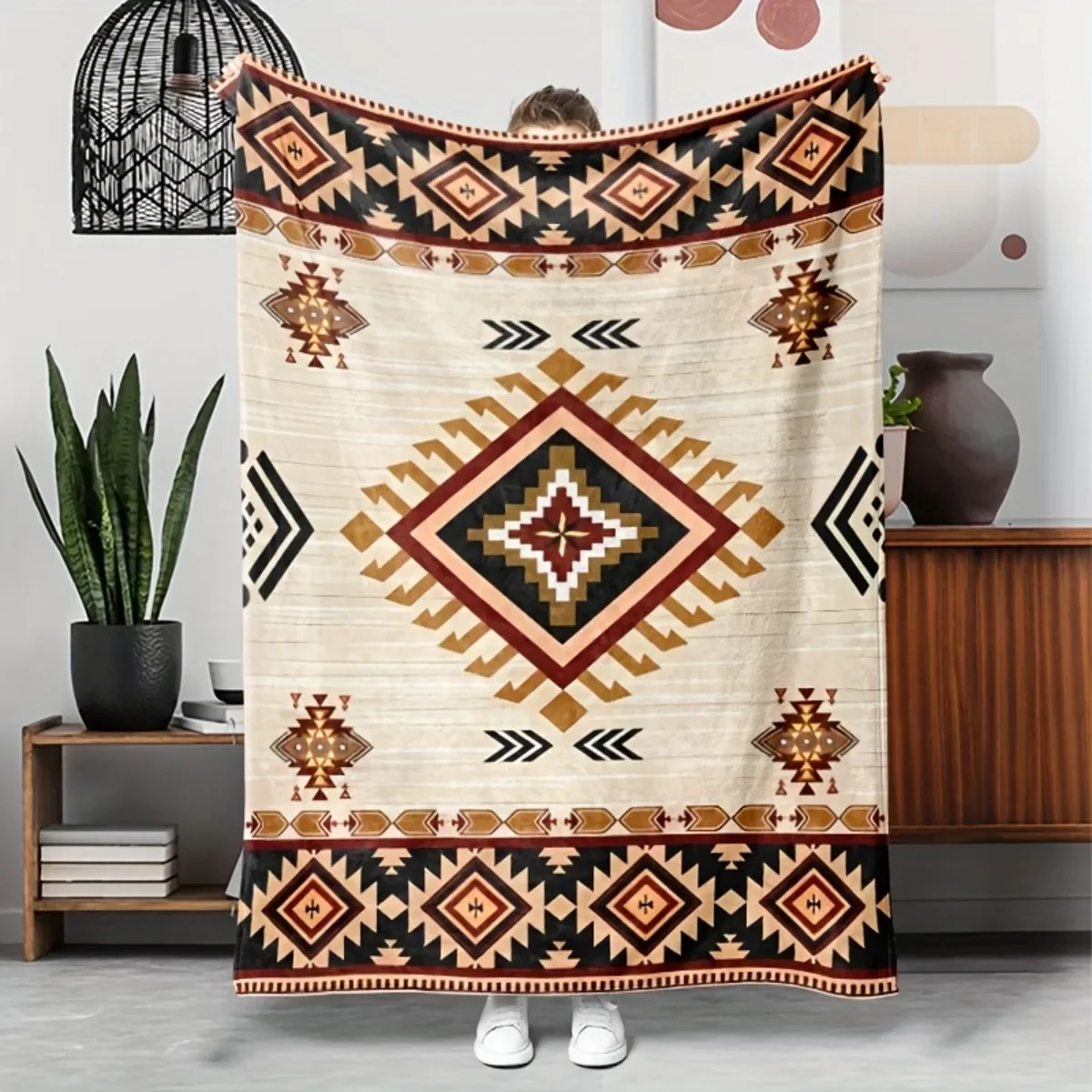 Aztec Throw Blanket Boho Flannel Geometric Fleece Sofa  Camping Blanket 3