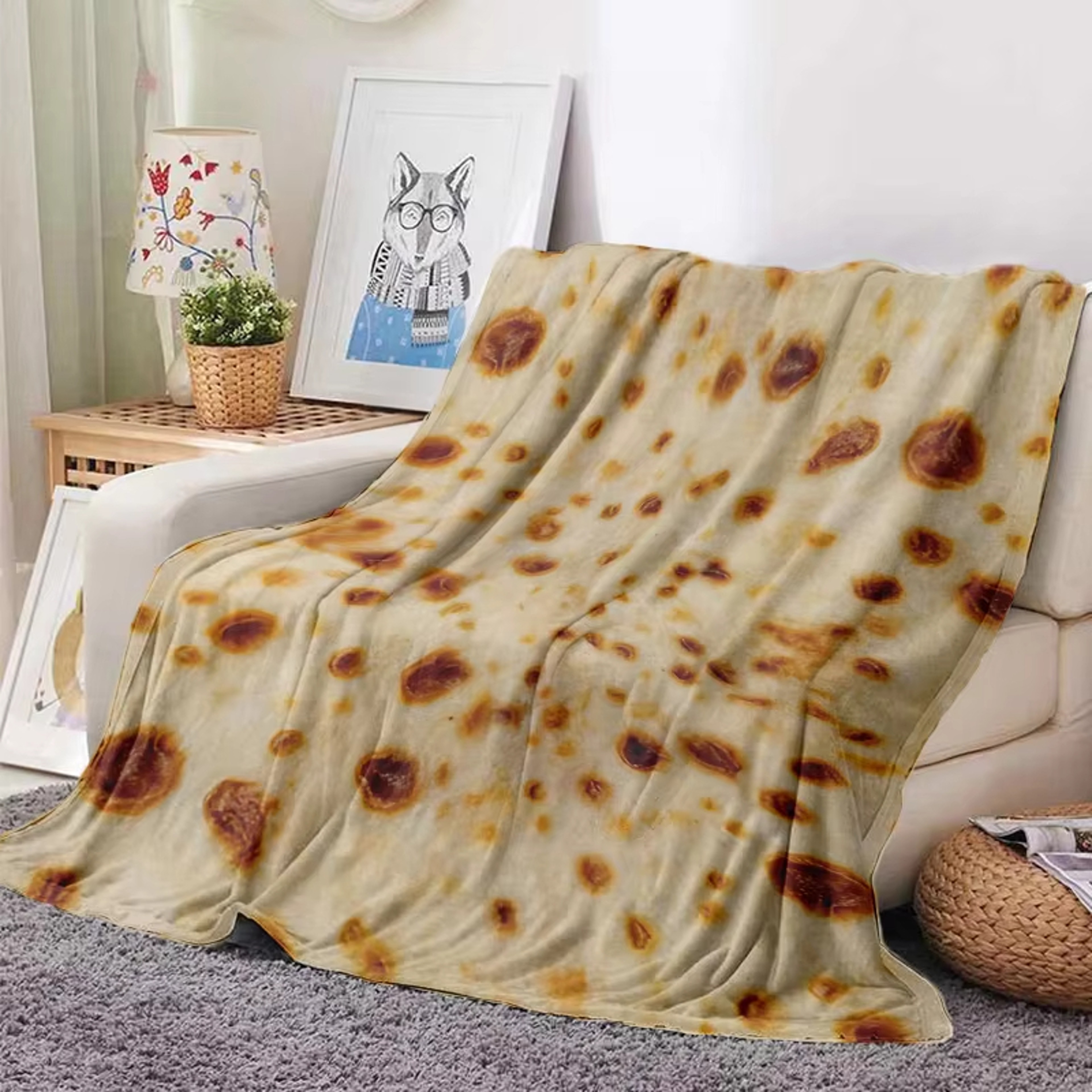 Funny Burrito Blanket Soft Tortilla Blanket Flannel Throw For Couch Bed  Cozy Lounging 1