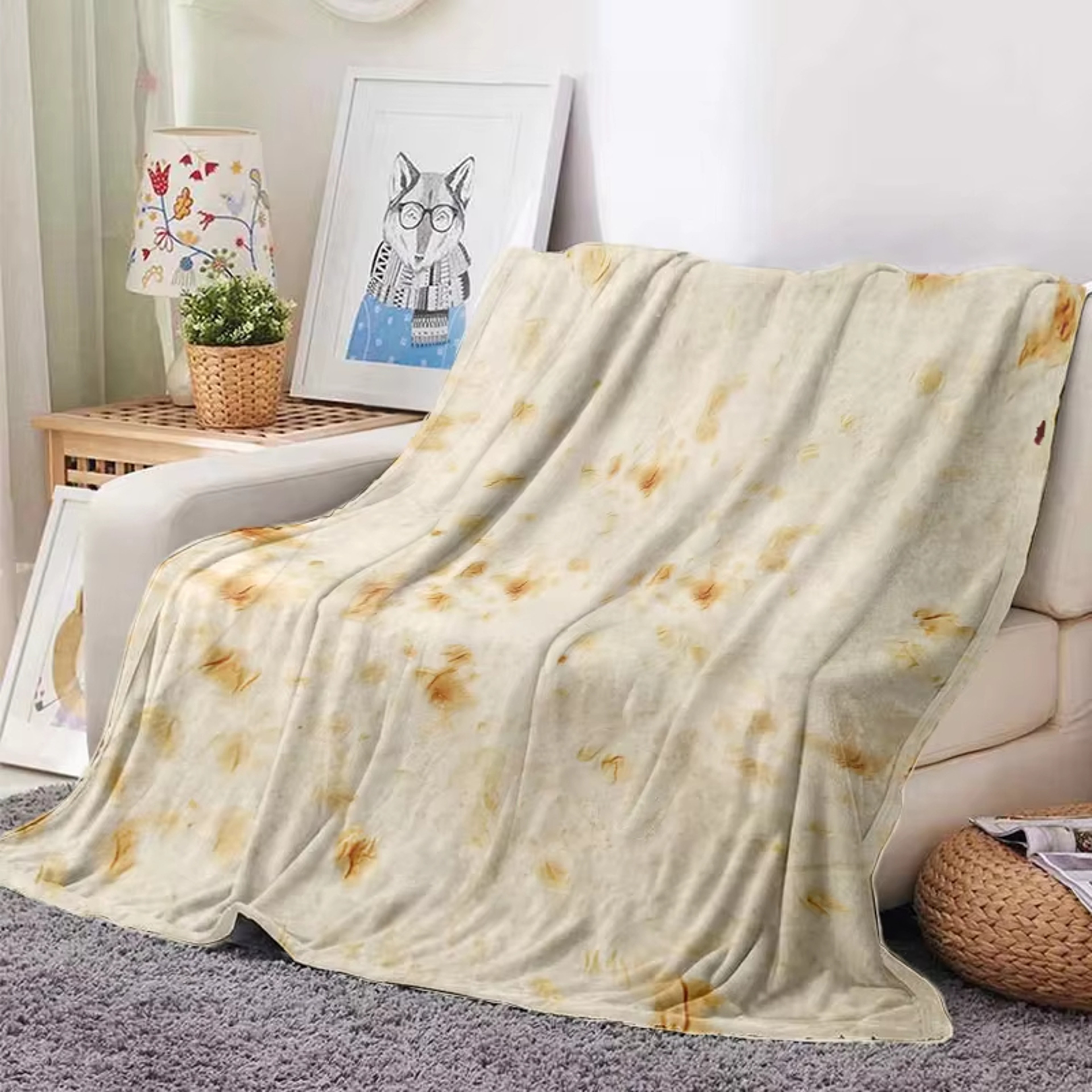 Funny Burrito Blanket Soft Tortilla Blanket Flannel Throw For Couch Bed  Cozy Lounging 5