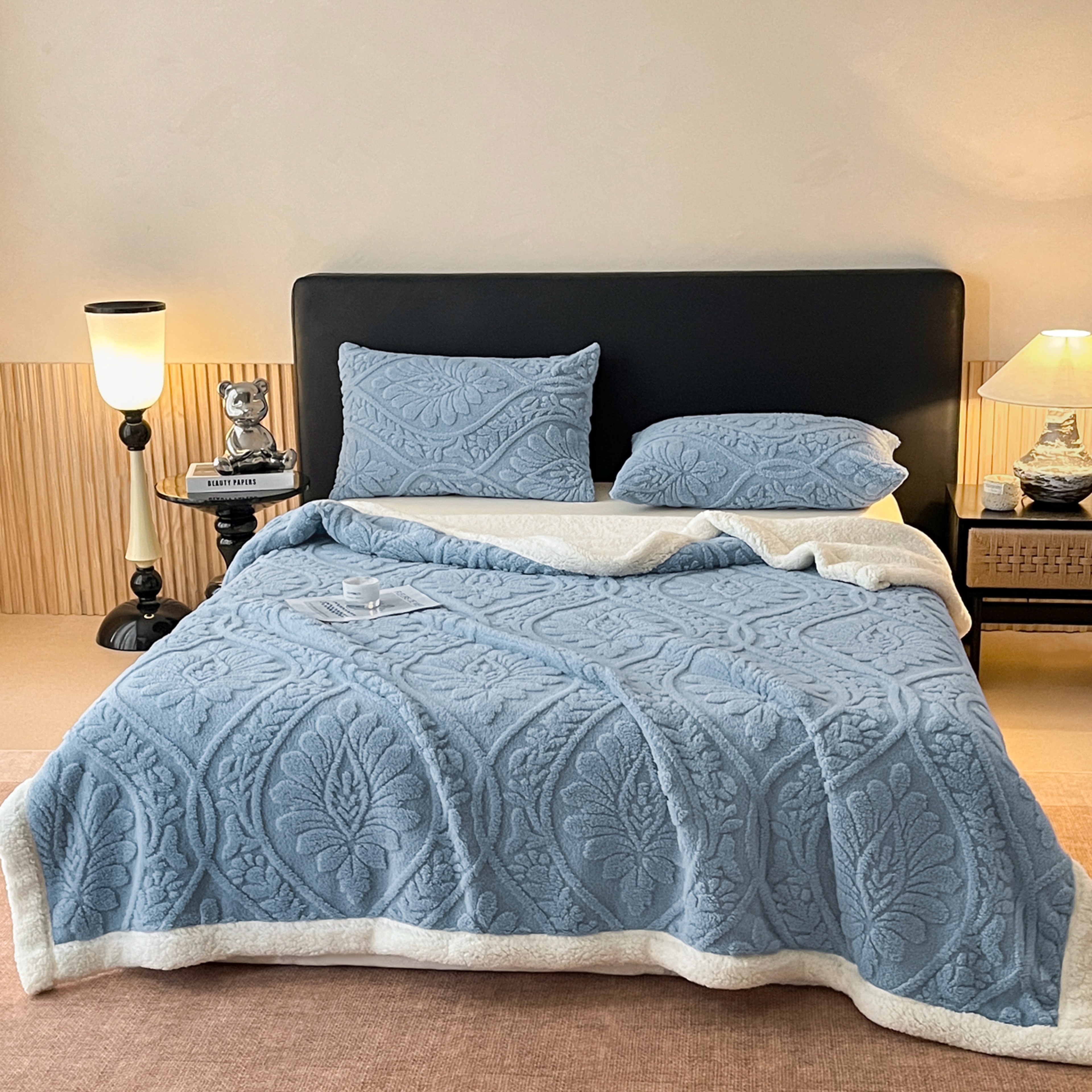 Luxury Jacquard Blanket Double Layer Plush Throw Blanket For Bed  Sofa Thick Winter Warm Fleece 3