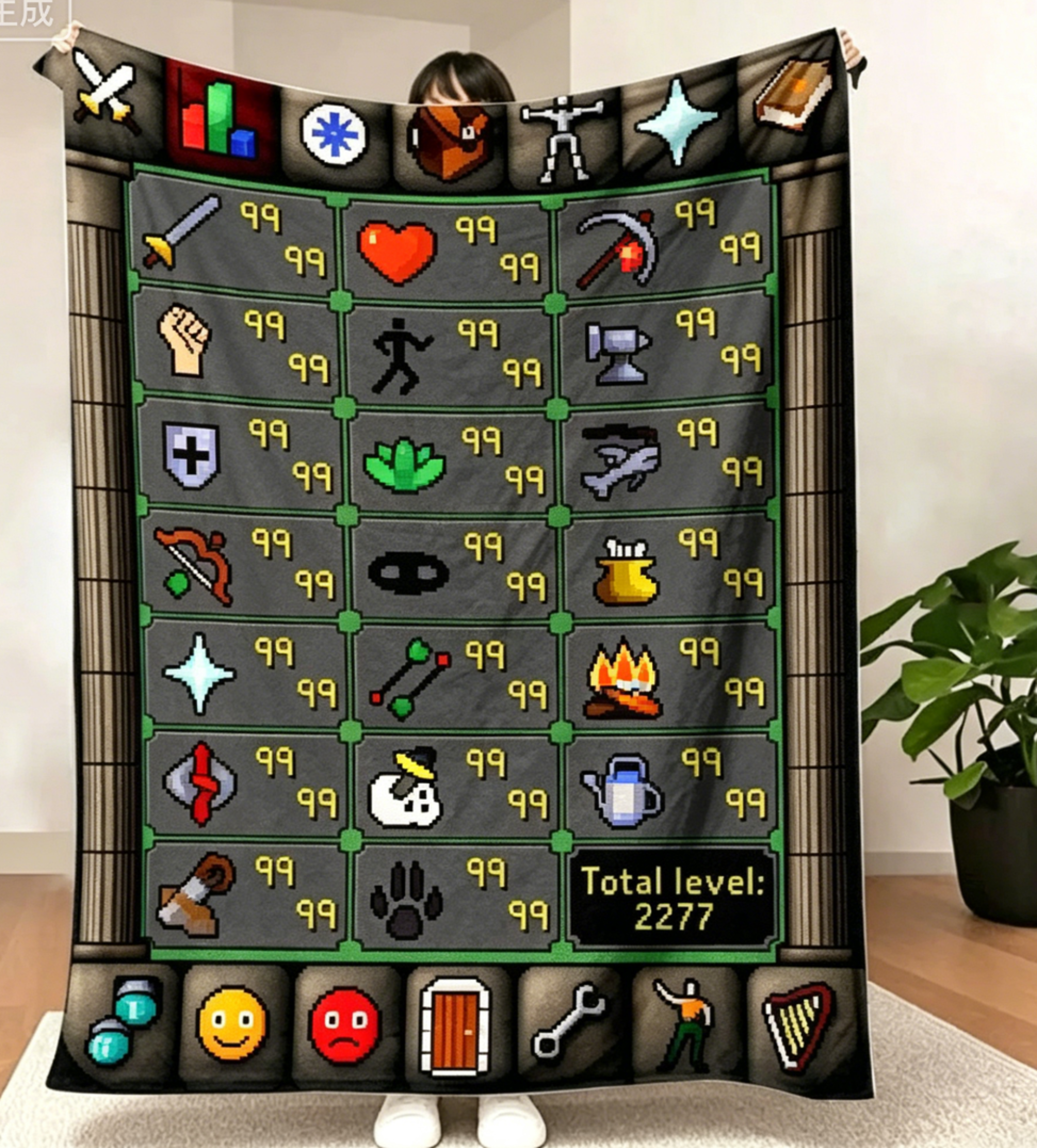 Old School RuneScape Maxed Blanket Soft Gaming Fleece Throw For Sofa Bed  Game Room 3