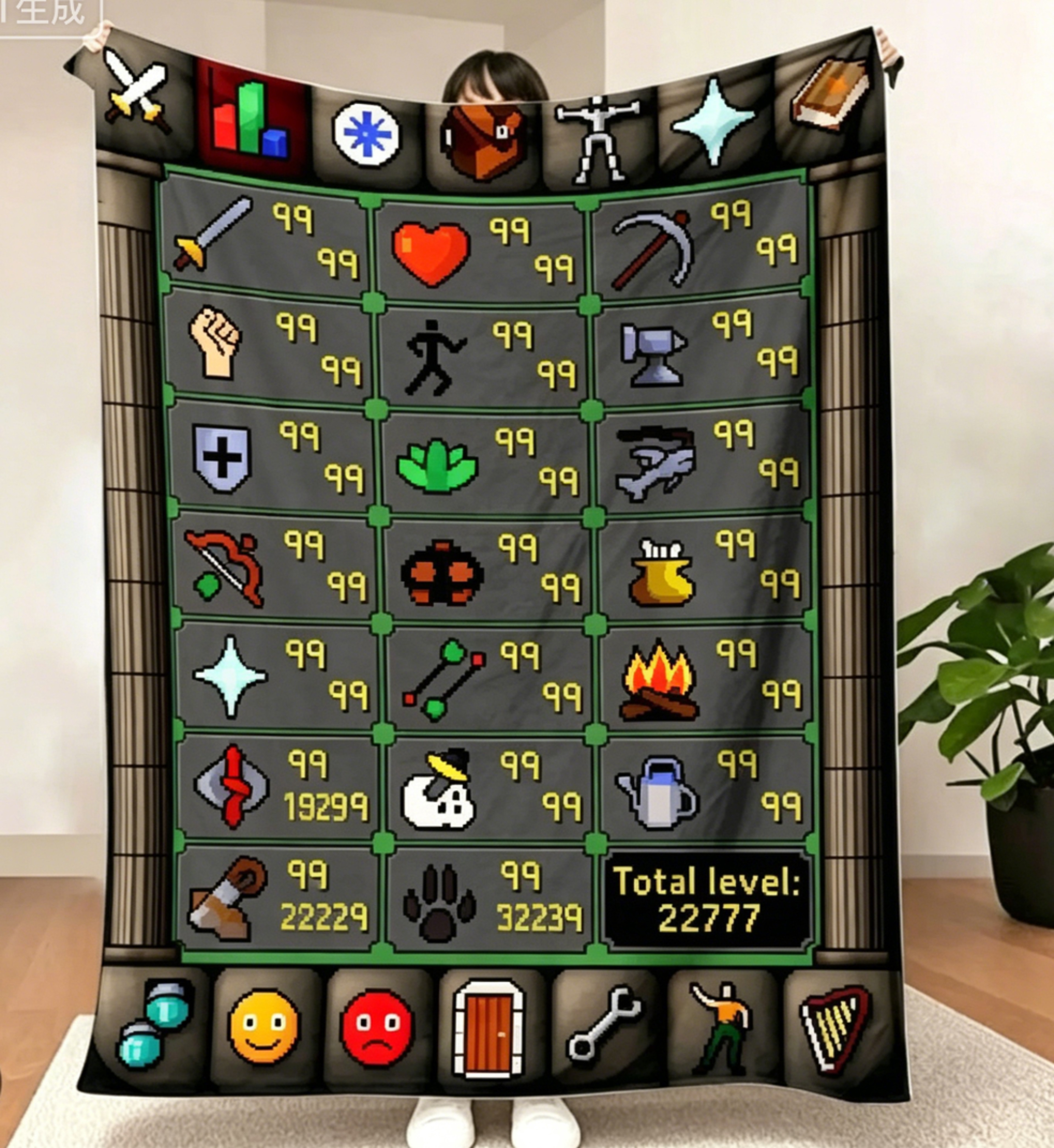 Old School RuneScape Maxed Blanket Soft Gaming Fleece Throw For Sofa Bed  Game Room 10
