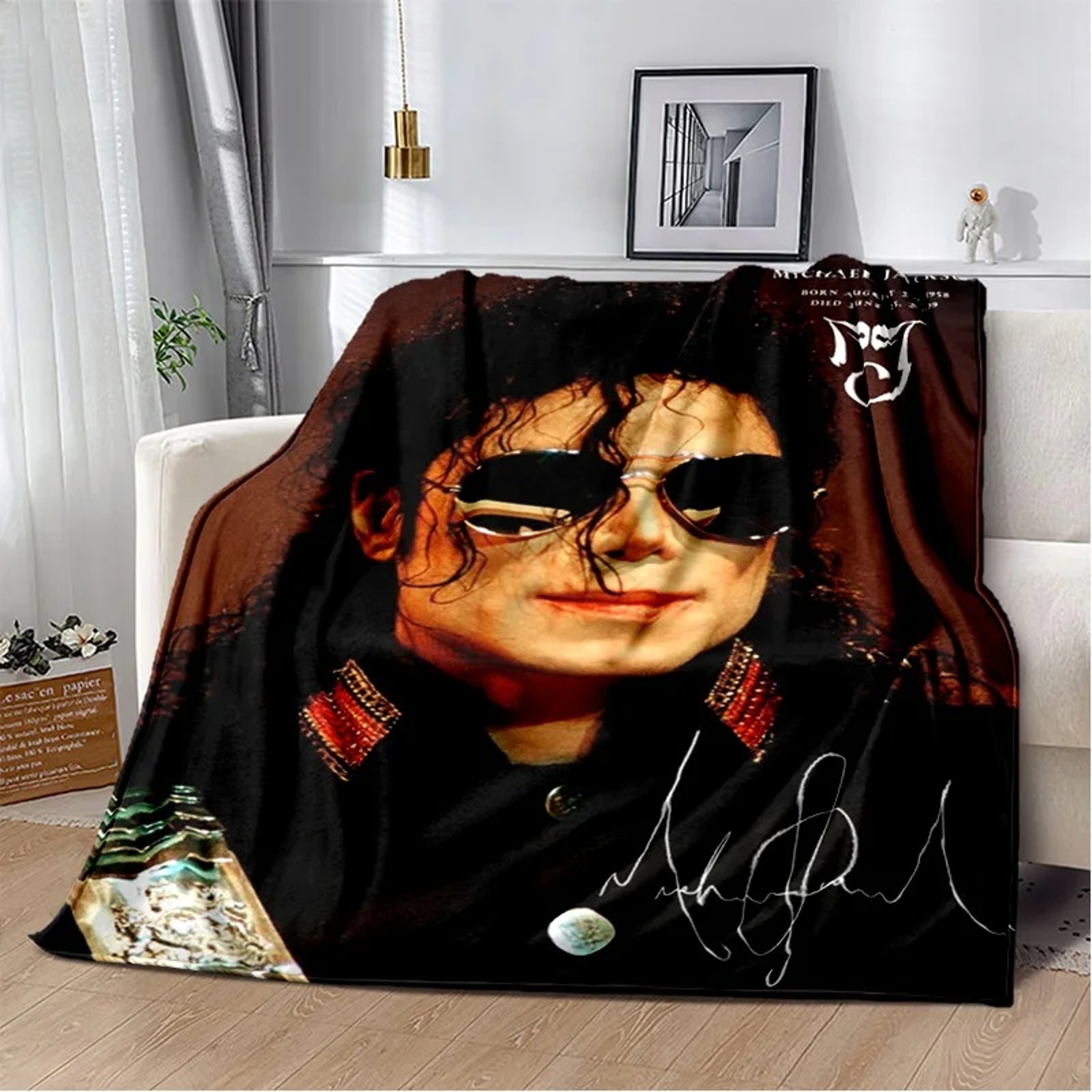 Michael Jackson Retro Flannel Blanket Soft Music Throw Blanket For Sofa Bed  Travel 2