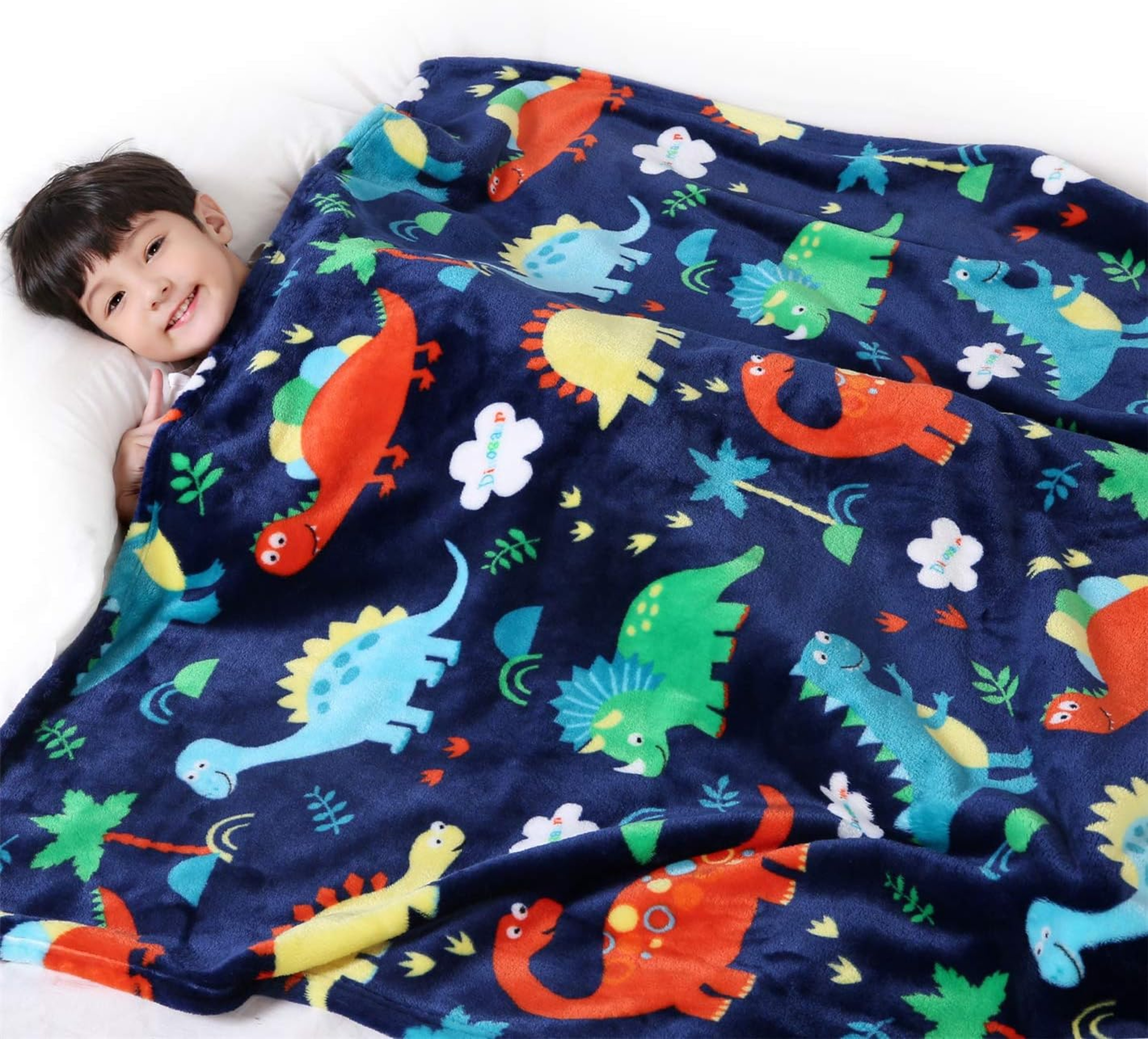 Cute Dinosaur Flannel Throw Blanket Super Soft Plush Fleece Blanket for Bed, Sofa, Travel & Camping – view 1