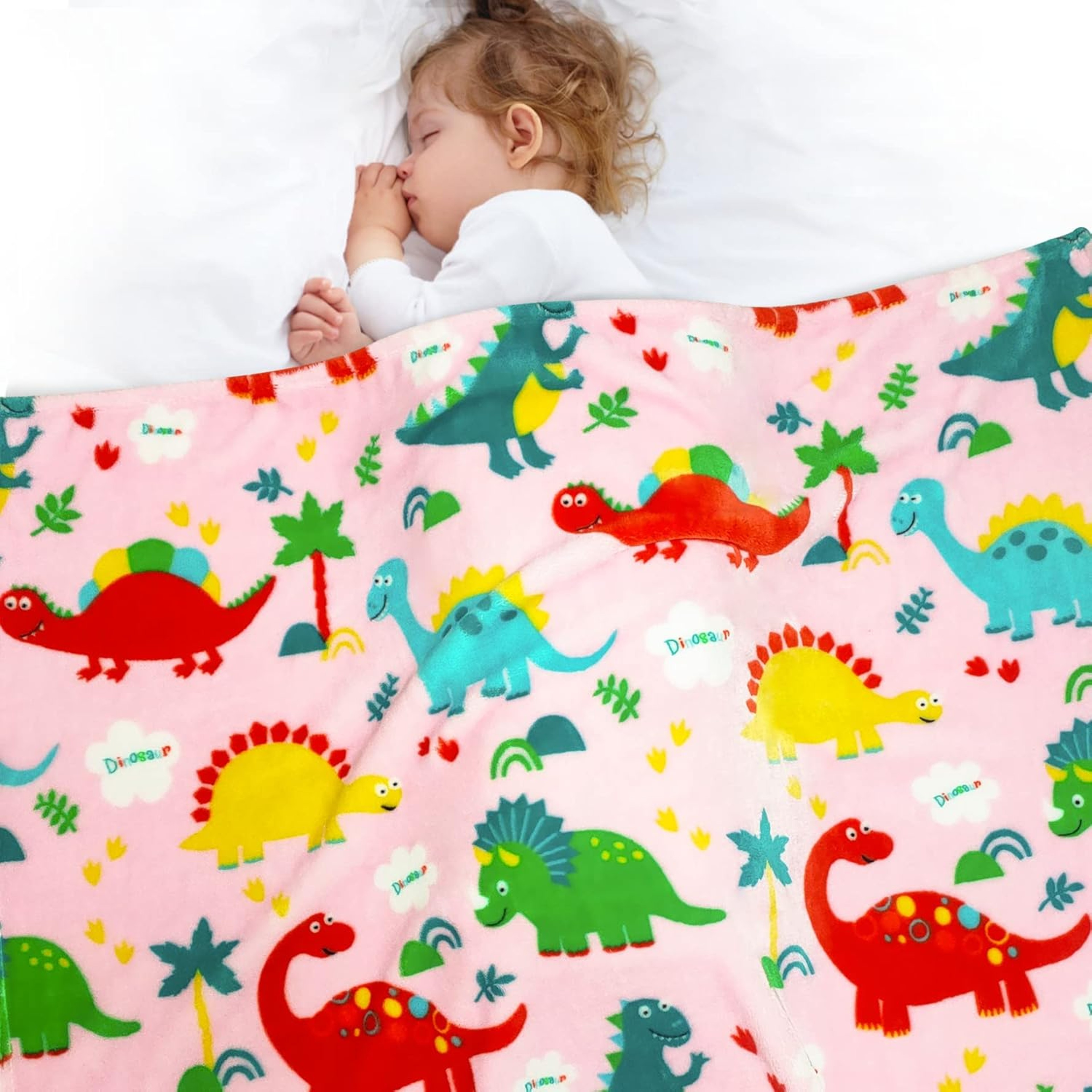 Cute Dinosaur Flannel Throw Blanket Super Soft Plush Fleece Blanket for Bed, Sofa, Travel & Camping – view 12