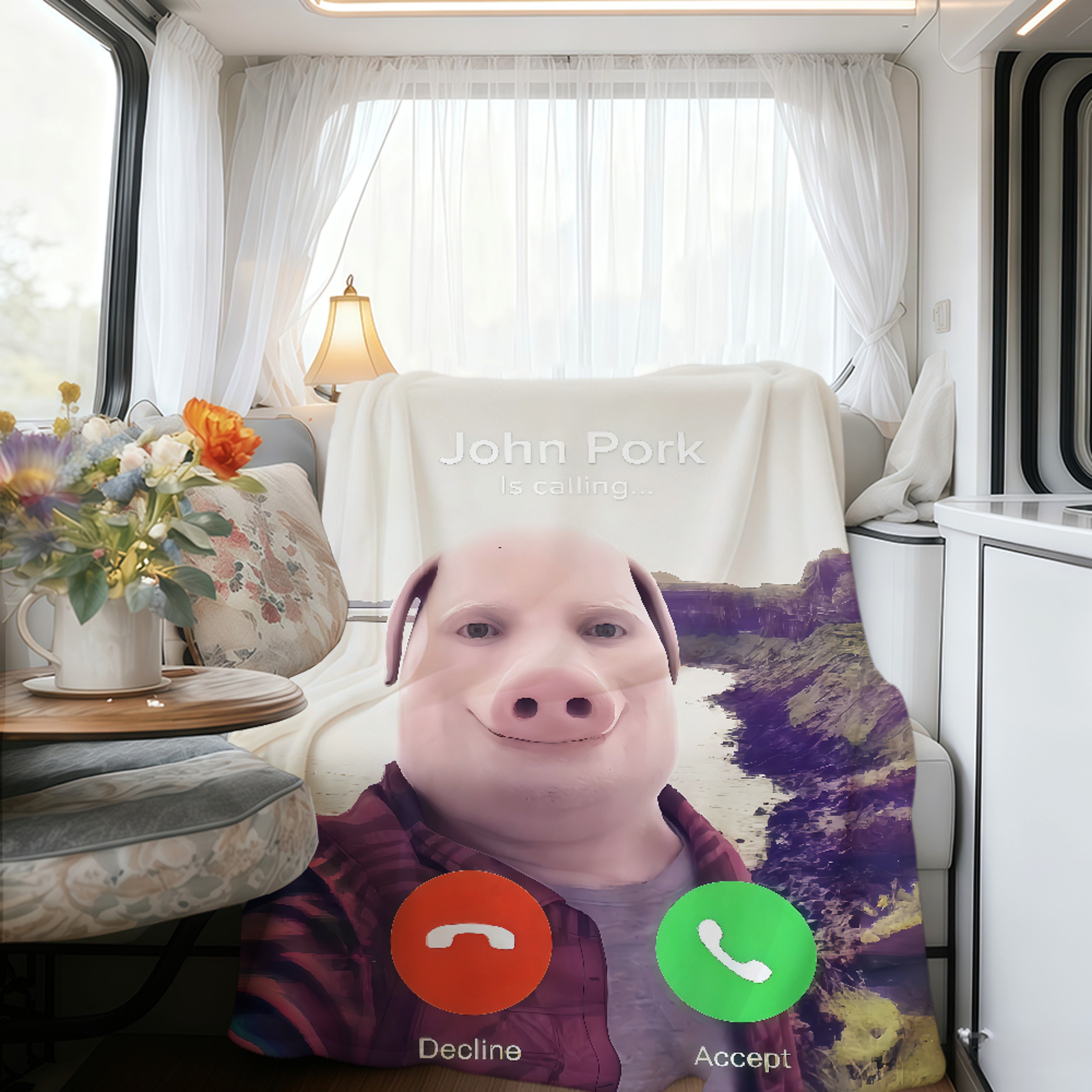 John Pork Is Calling Flannel Throw Blanket Soft Plush Cozy Sofa & Bed Blanket for Fans – view 4