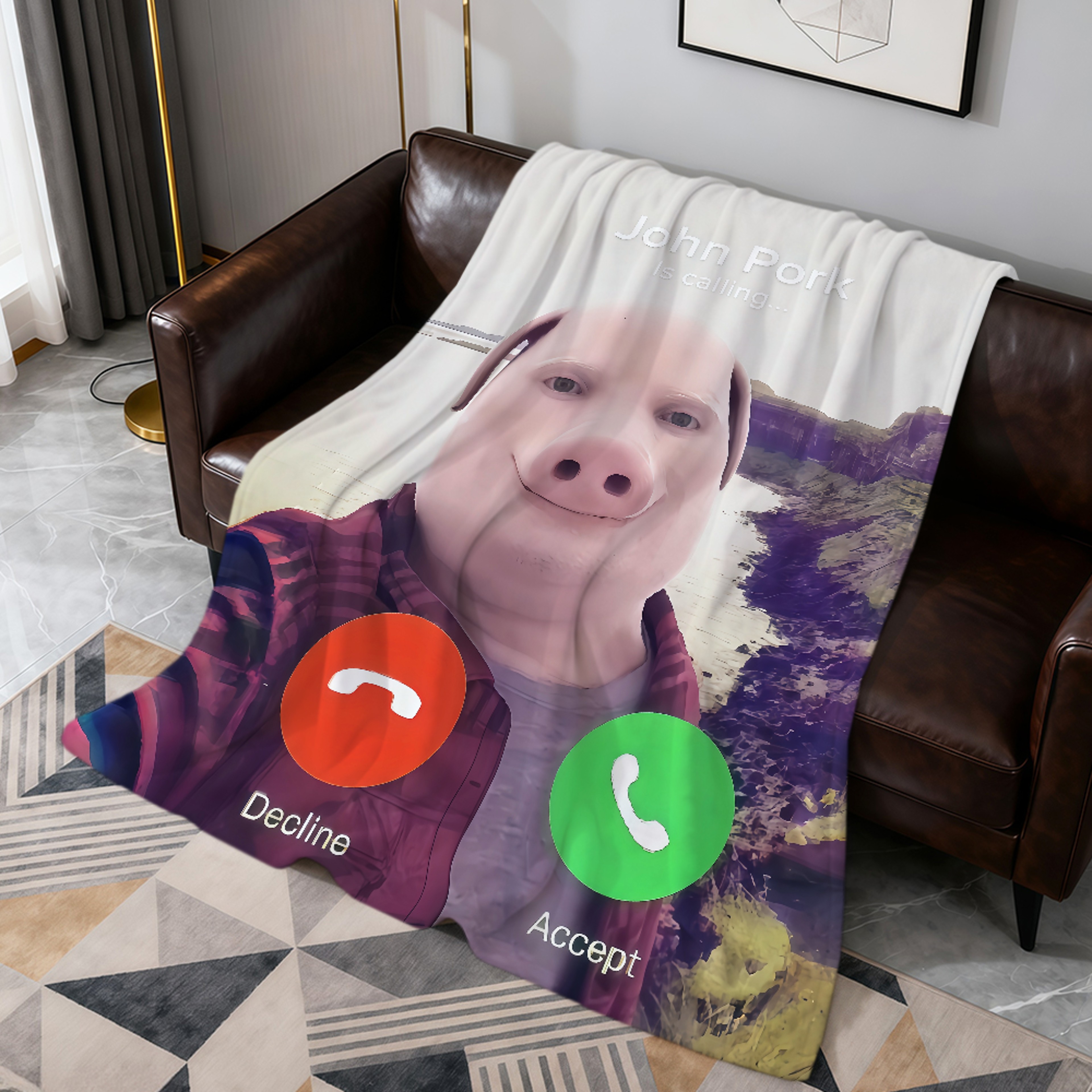 John Pork Is Calling Flannel Throw Blanket Soft Plush Cozy Sofa & Bed Blanket for Fans – view 6