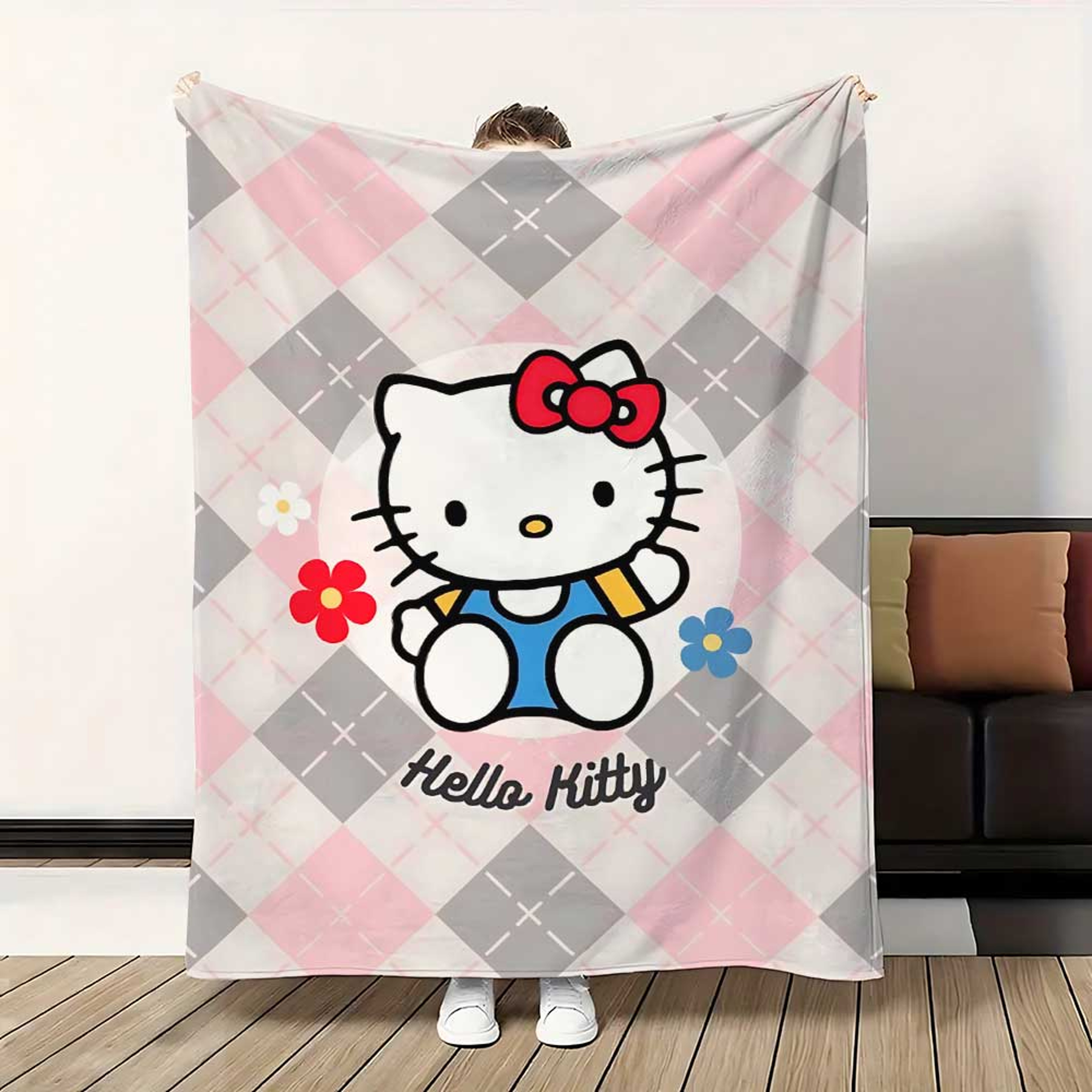 Hello Kitty Flannel Throw Blanket Soft Kawaii Sofa  Cozy Bed Blanket 1