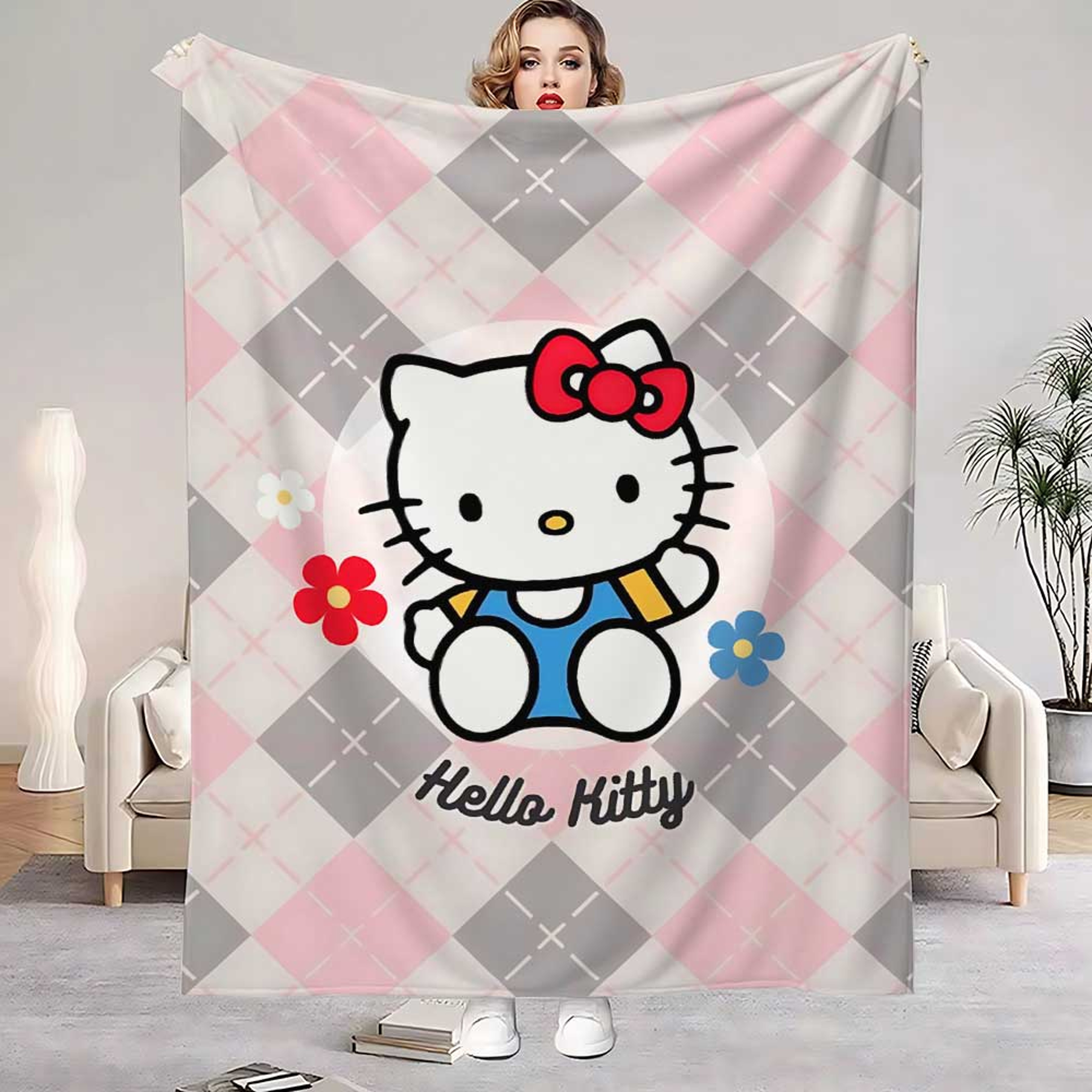Hello Kitty Flannel Throw Blanket Soft Kawaii Sofa  Cozy Bed Blanket 2