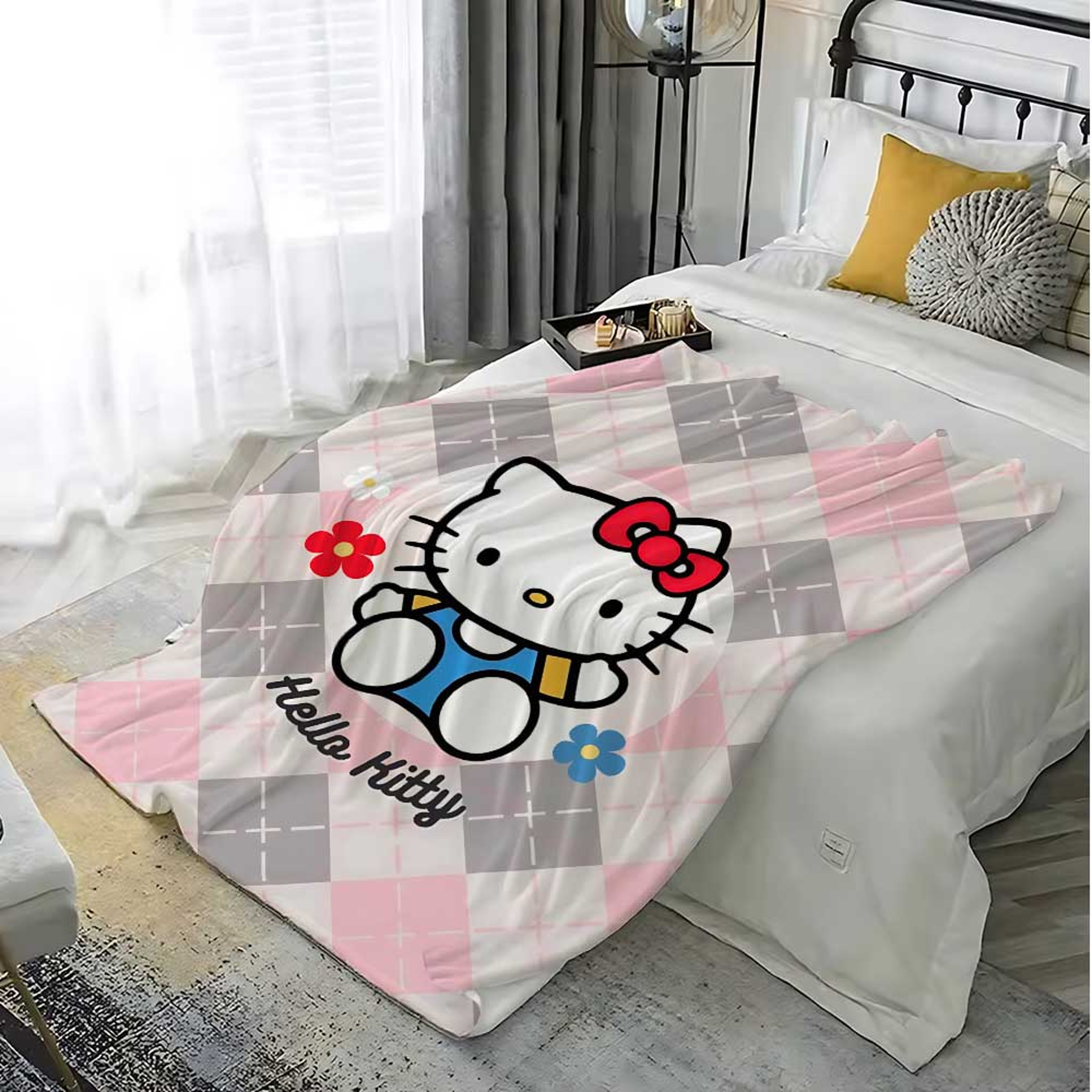 Hello Kitty Flannel Throw Blanket Soft Kawaii Sofa  Cozy Bed Blanket 3