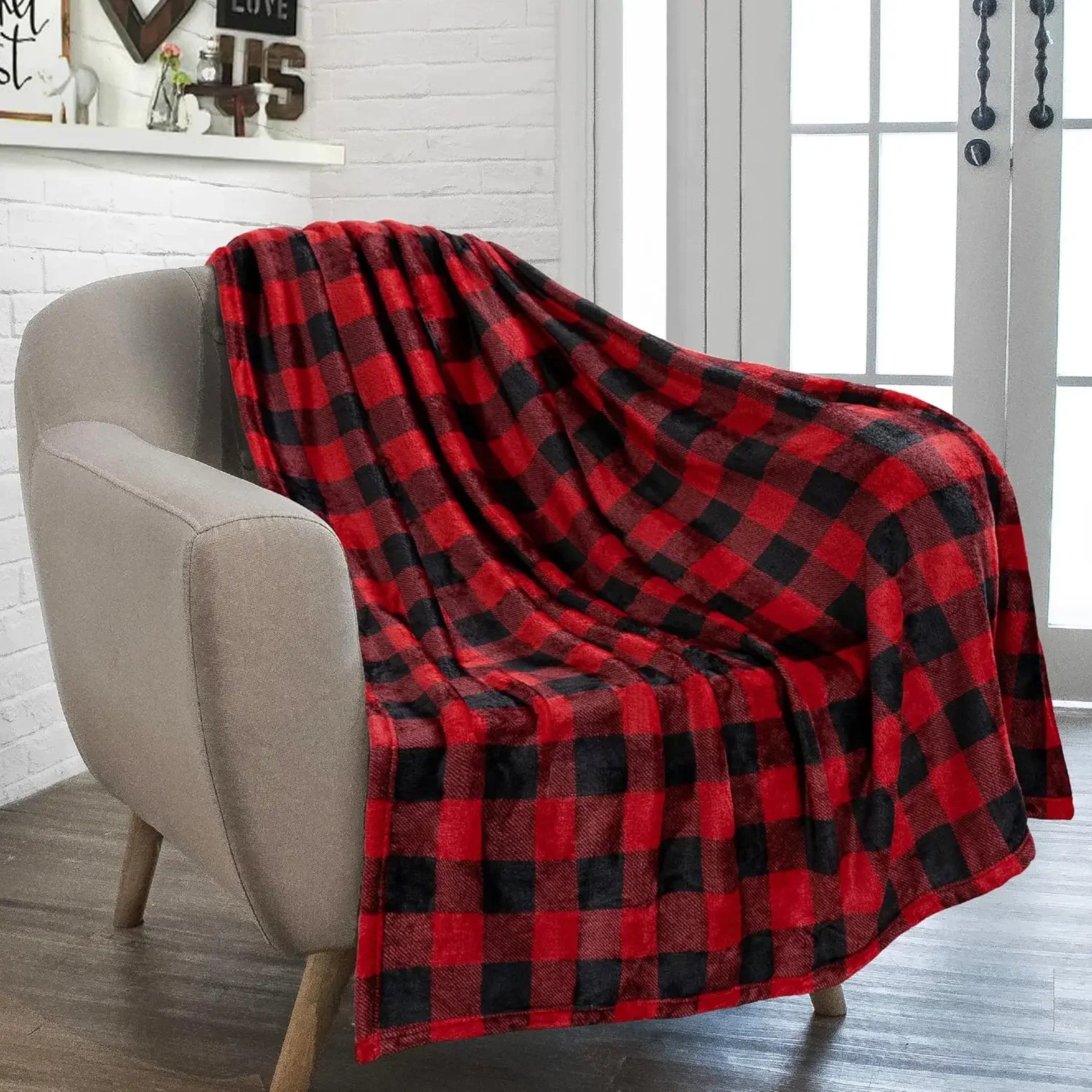 Buffalo Plaid Flannel Throw Blanket Soft Warm Plaid Throw Blanket For Couch Bed  Holiday Decor 0