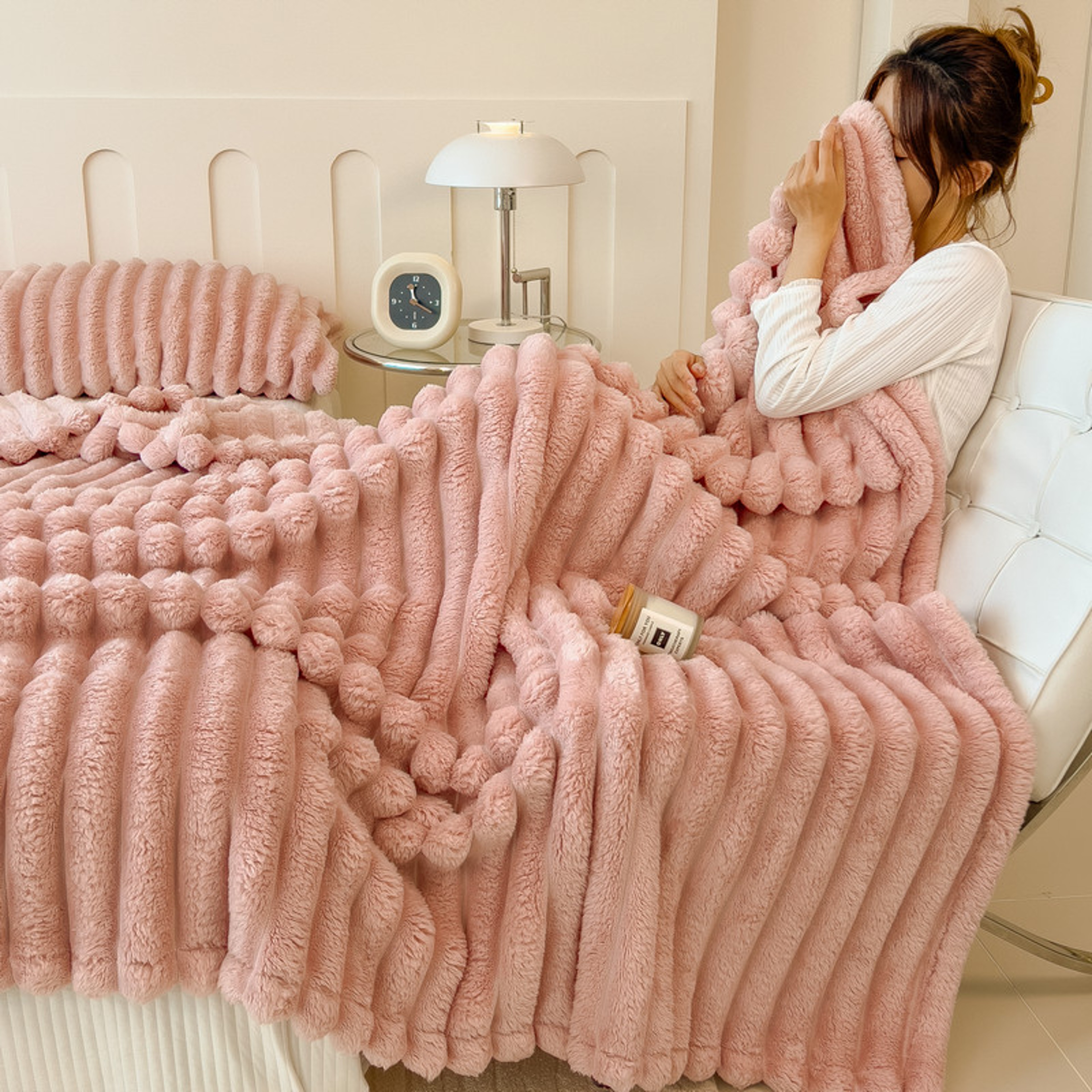 Soft Striped Throw Blanket for Sofa, Bed & Travel Cozy Lightweight Fleece Throw – view 2