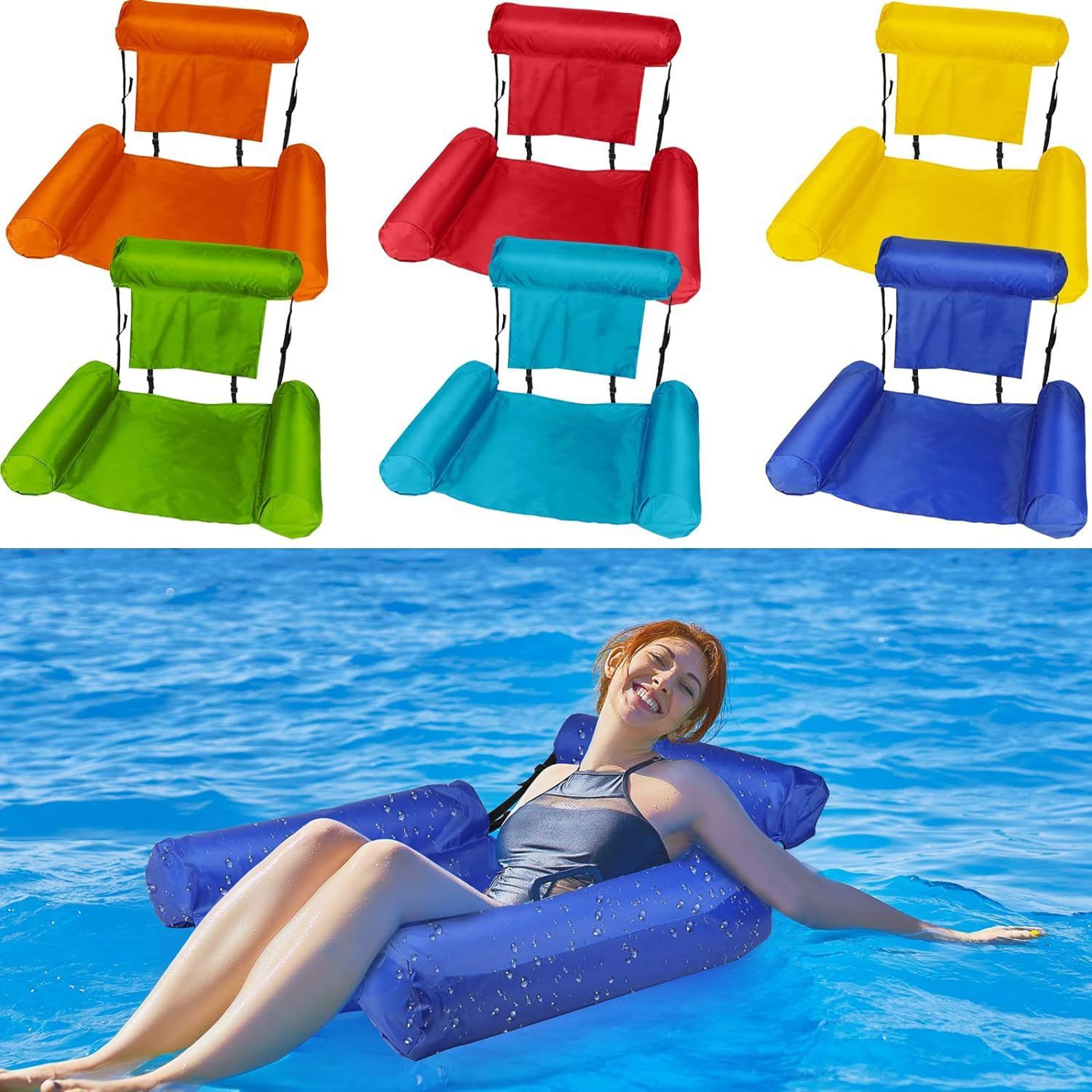 Portable Inflatable Water Hammock Pool Float For Adults Floating Lounge Chair For Pool Beach  Lake 0