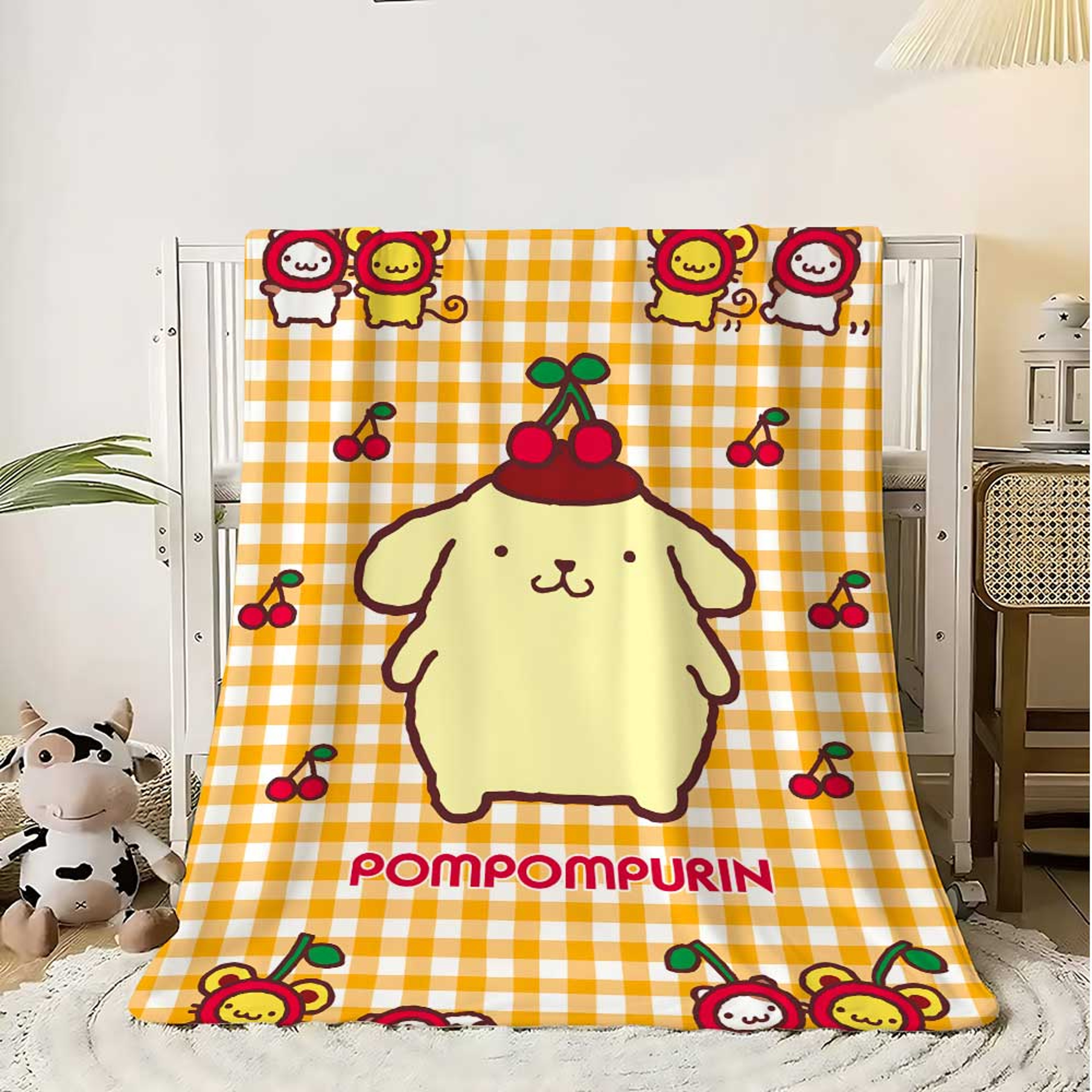 Pompompurin Anime Blanket Soft Flannel Fleece Kawaii Throw Blanket For Bed Sofa  Cozy Winter Comfor 0