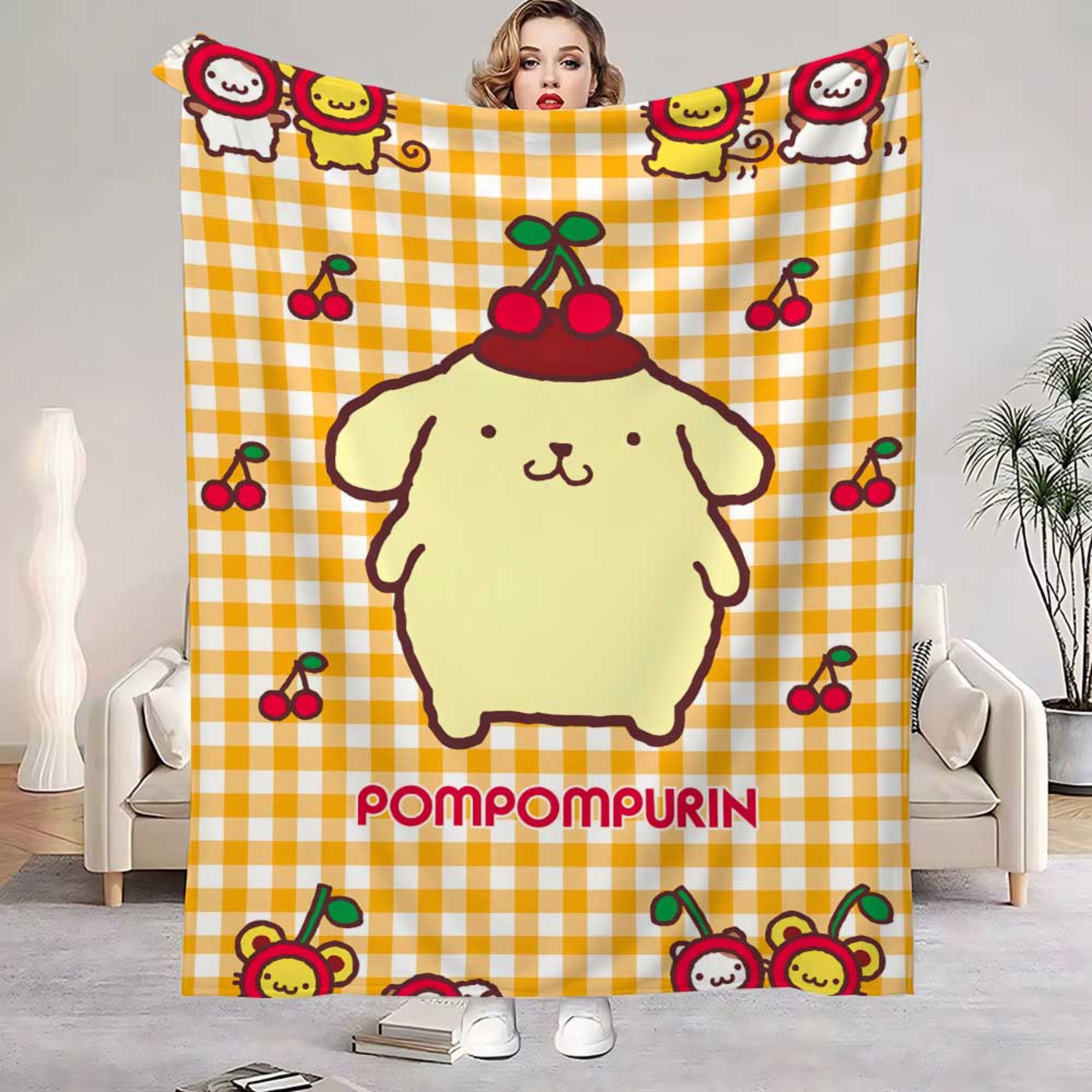 Pompompurin Anime Blanket Soft Flannel Fleece Kawaii Throw Blanket For Bed Sofa  Cozy Winter Comfor 5