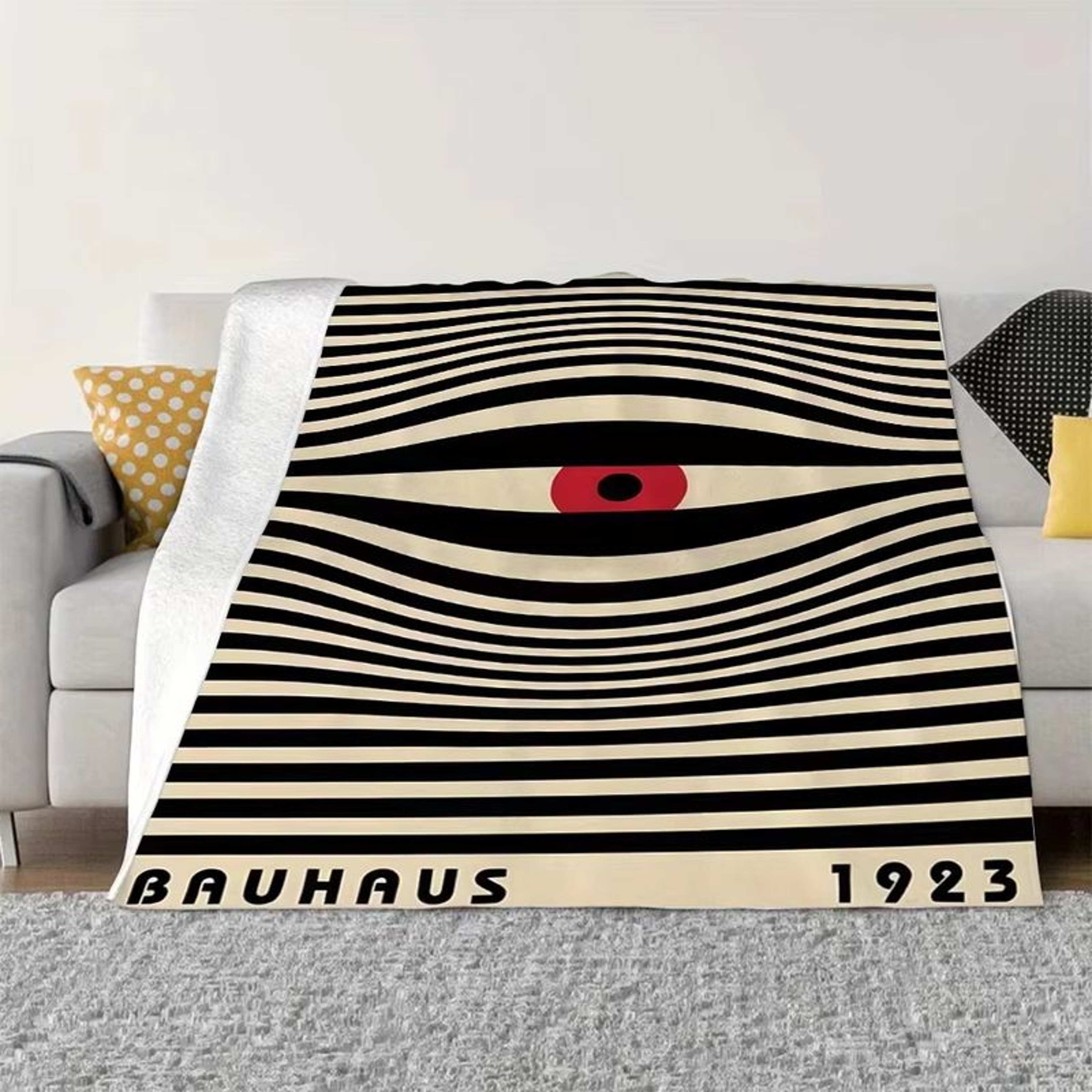 Bauhaus Throw Blanket Vintage Abstract Art Flannel Throw For Modern Home Decor 2