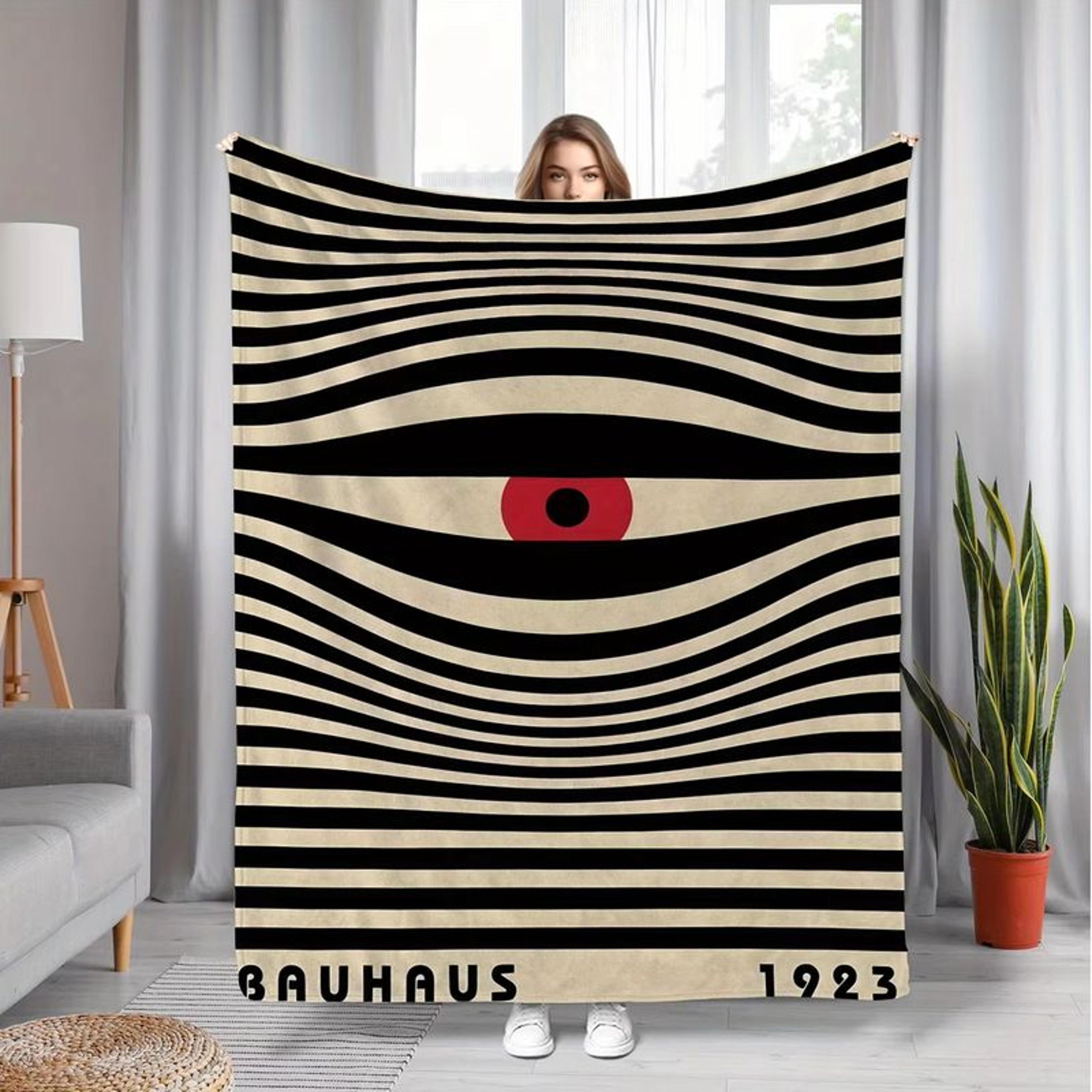 Bauhaus Throw Blanket Vintage Abstract Art Flannel Throw For Modern Home Decor 4