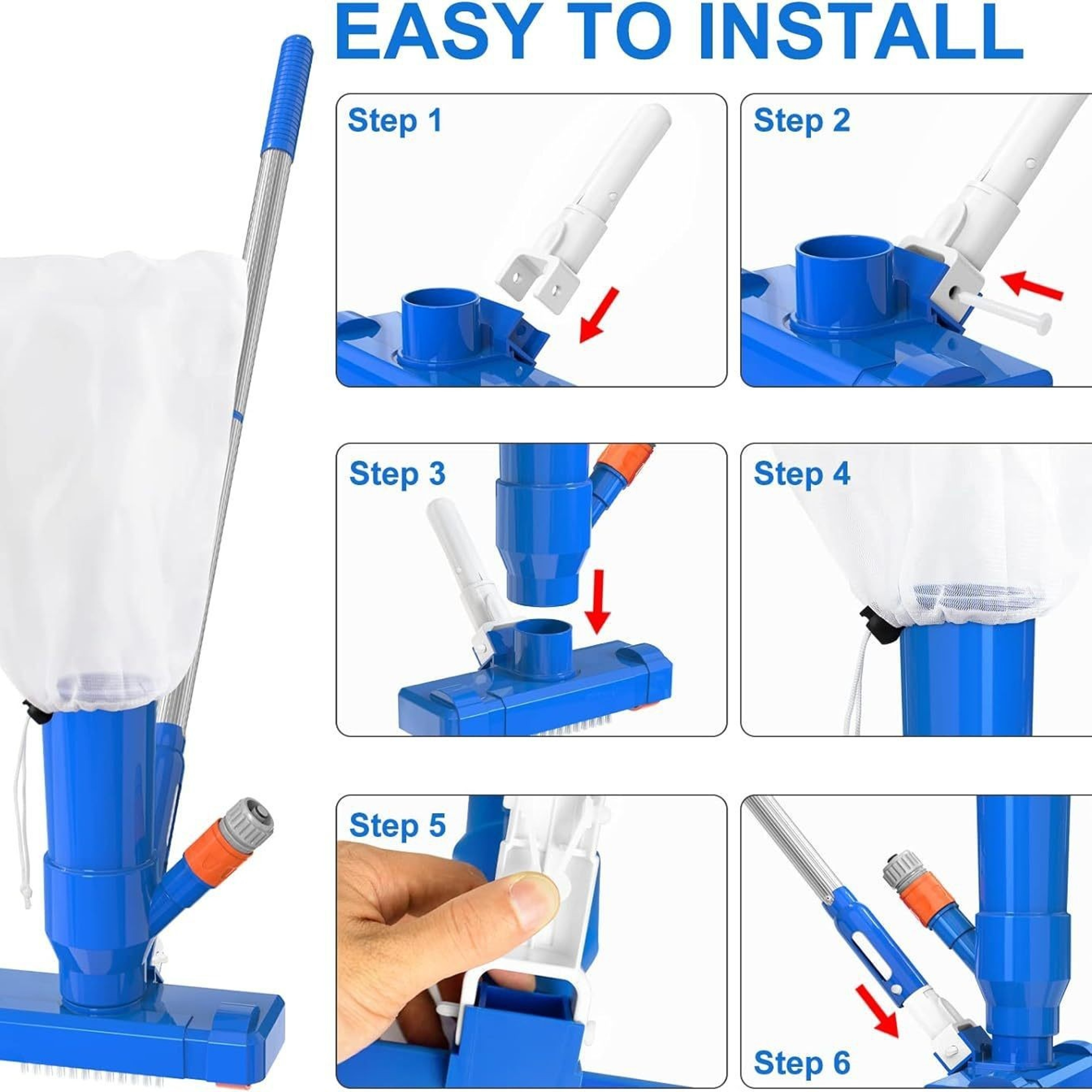 Portable Pool Vacuum Cleaner Jet With Brush  Mesh Bag For Pools Spas  Ponds 3