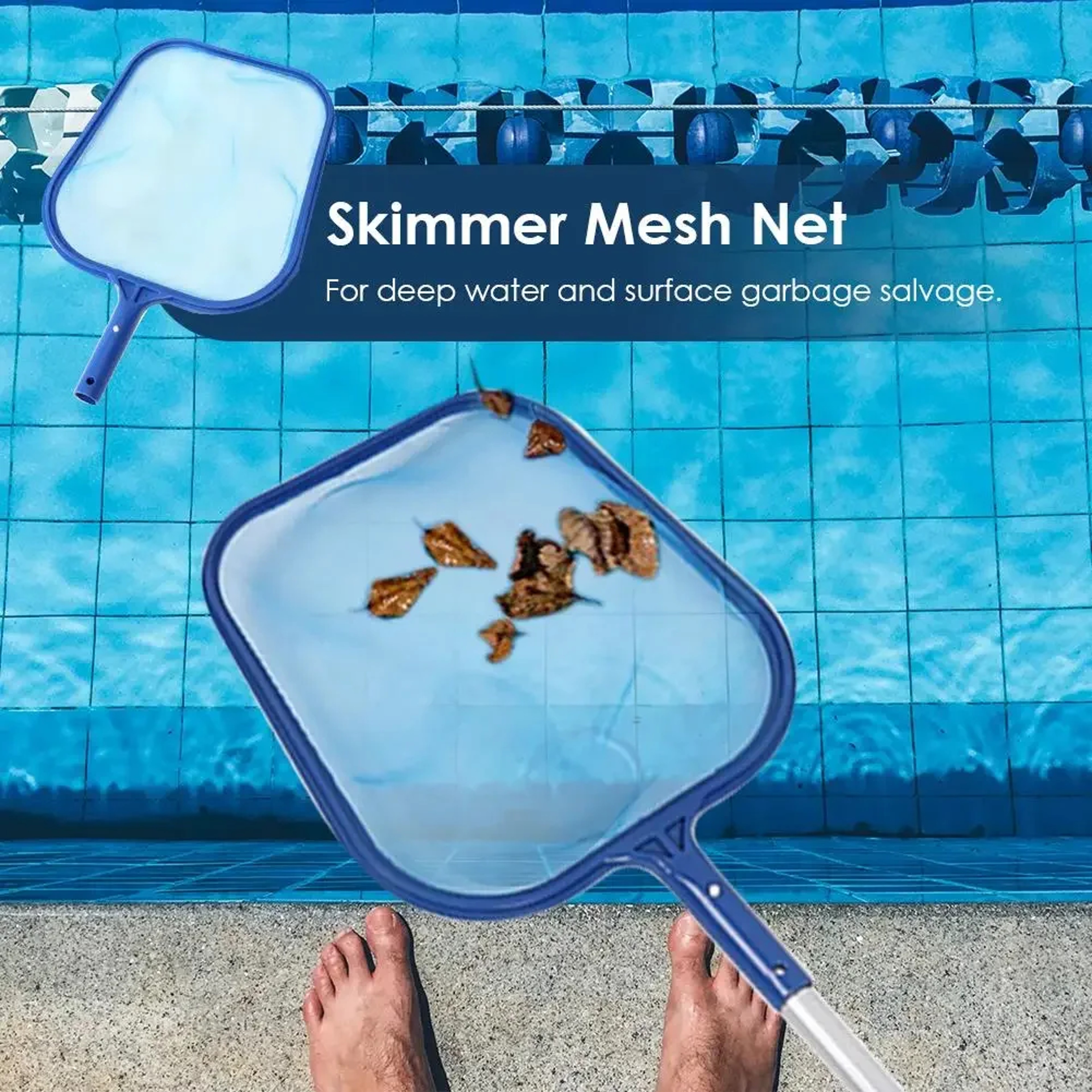 Deep Mesh Pool Skimmer Net For Leaves  Debris Durable Leaf Skimmer For Pools Spas  Ponds 2