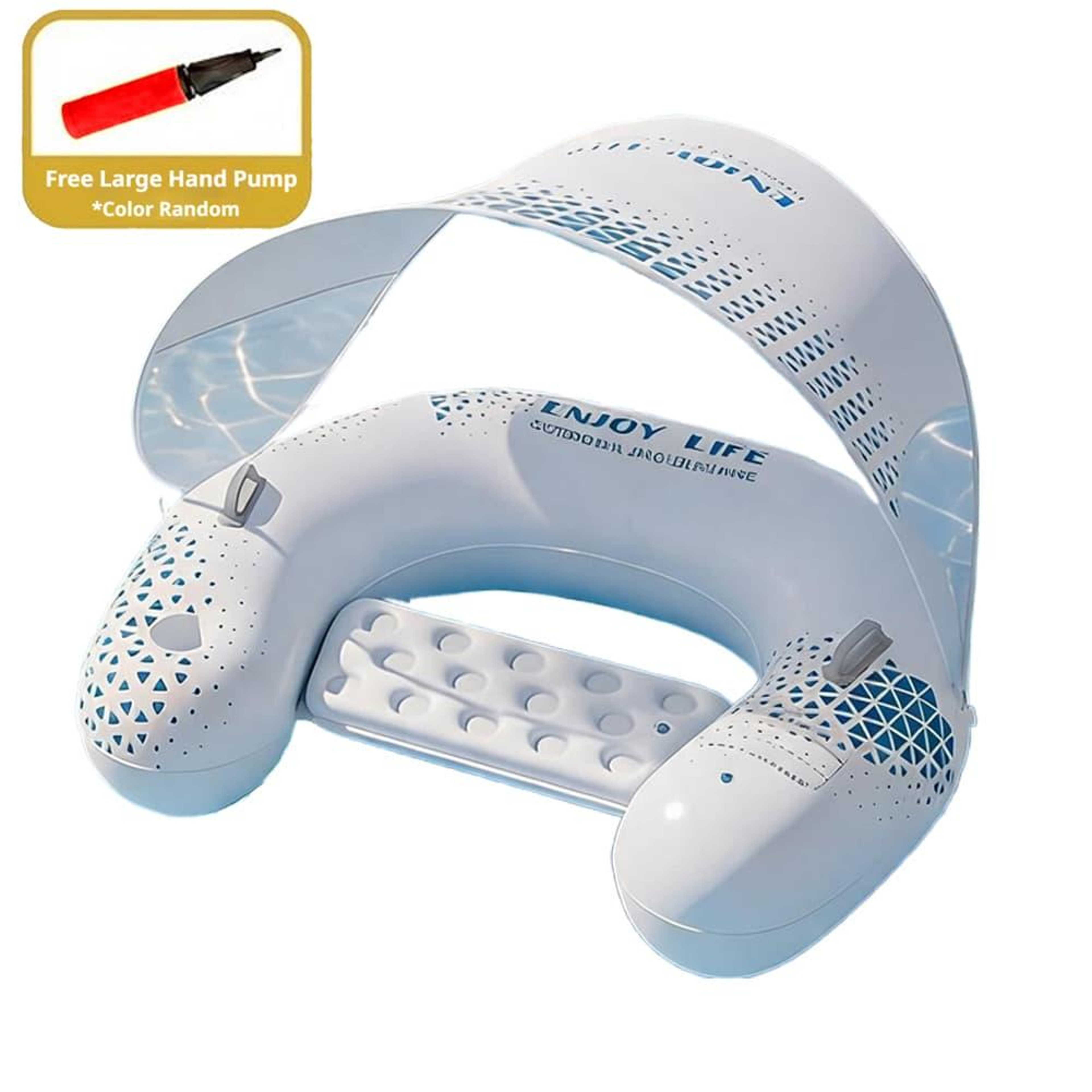 Inflatable Pool Float With Canopy  Cup Holder Portable Floating Lounger Pool Lounge Chair 4