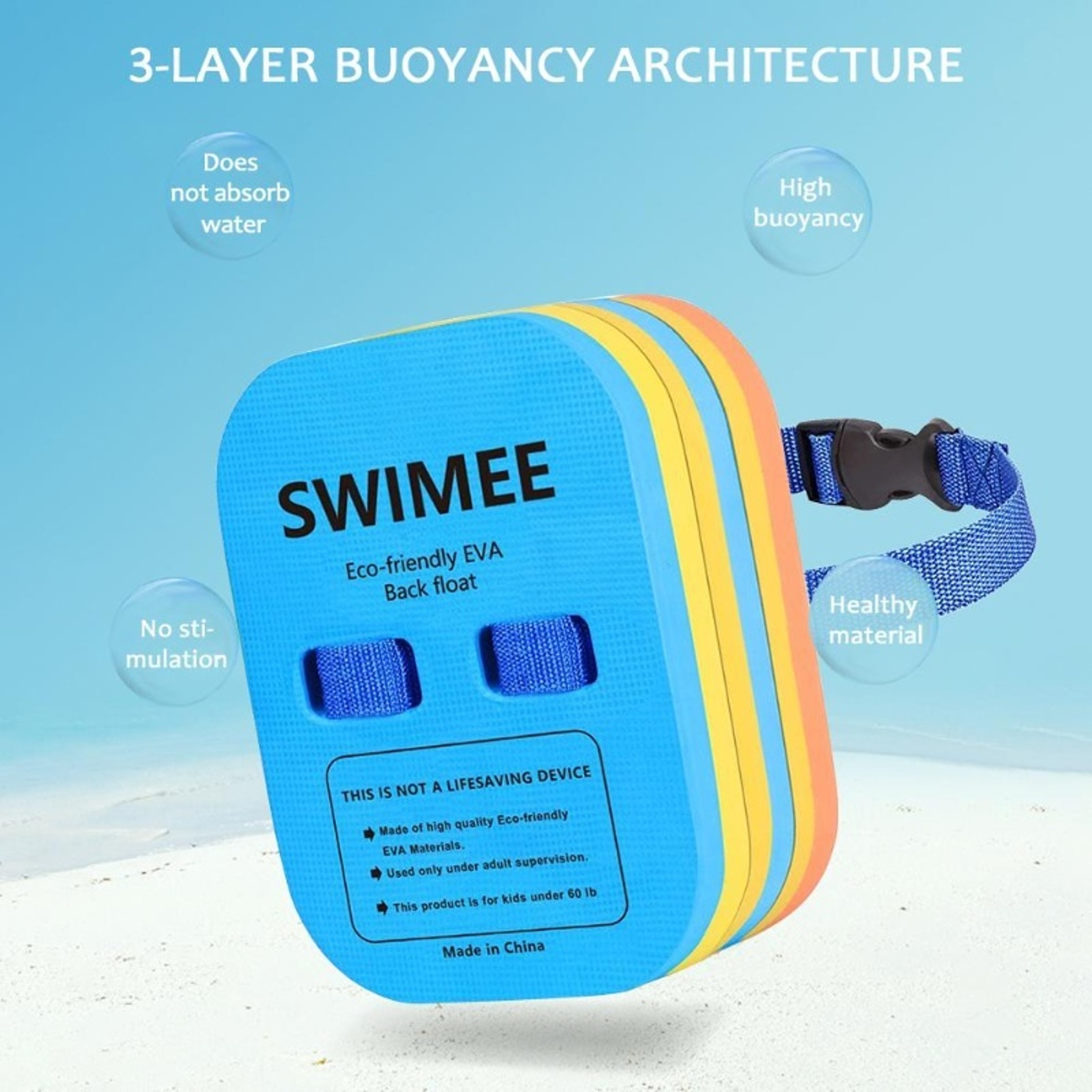 EVA Swim Training Float Back Belt & Swimming Kickboard for Kids & Adults Pool Practice – view 1