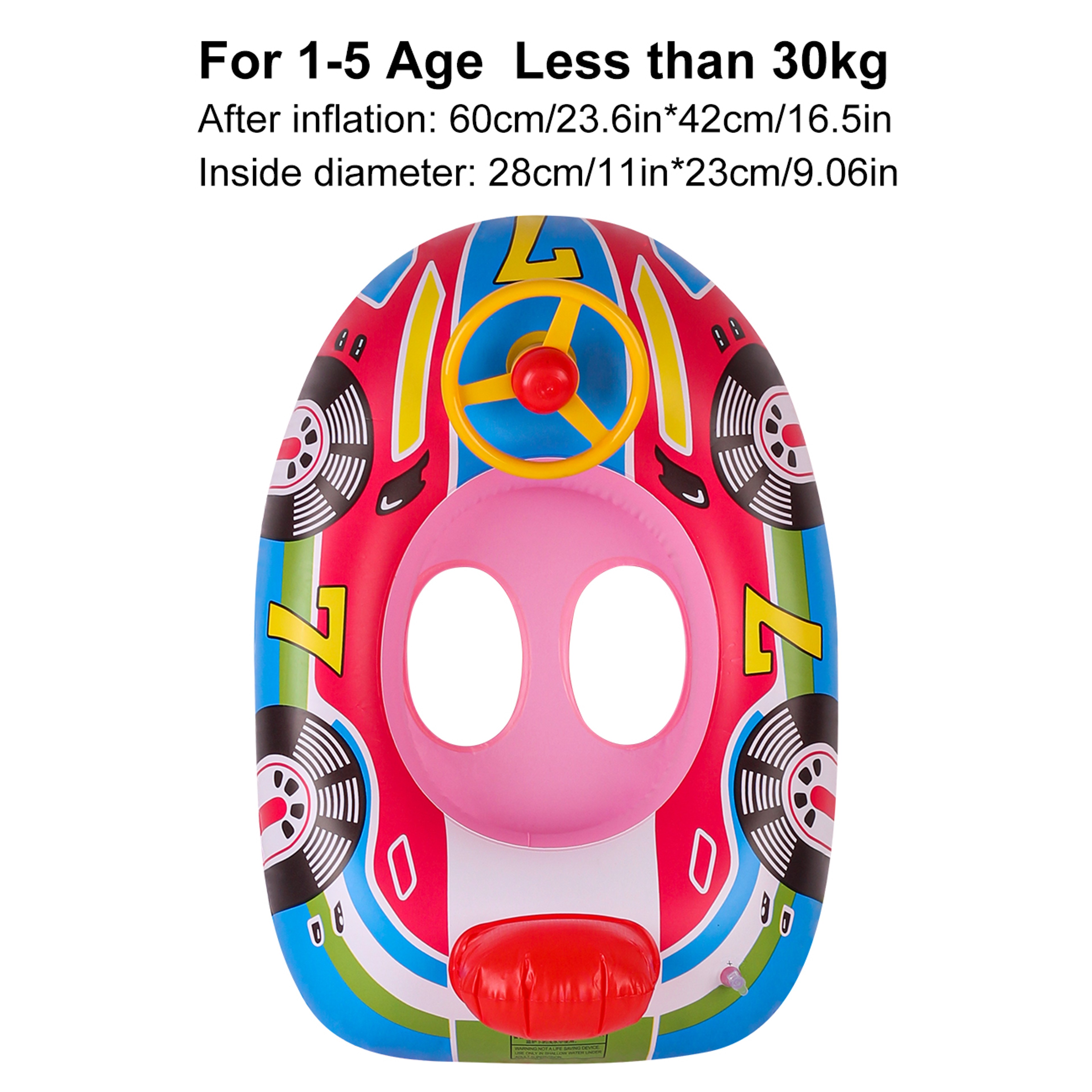 Interactive Steering Wheel Pool Float Durable PVC Inflatable Swim Ring for Kids Water Fun – view 8