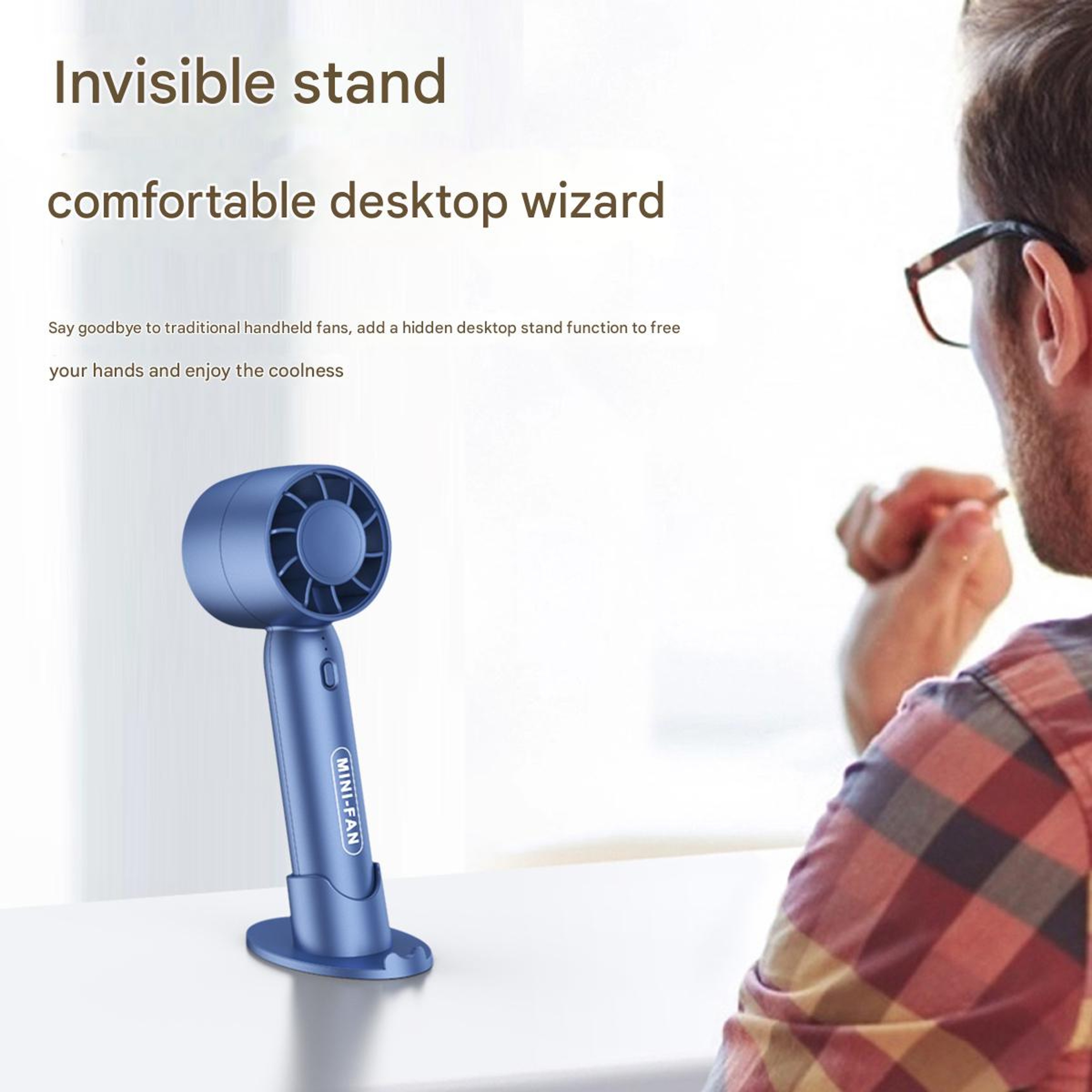 Portable Handheld Fan USB Rechargeable Mini Turbo Fan with Desktop Stand for Travel & Office – view 5