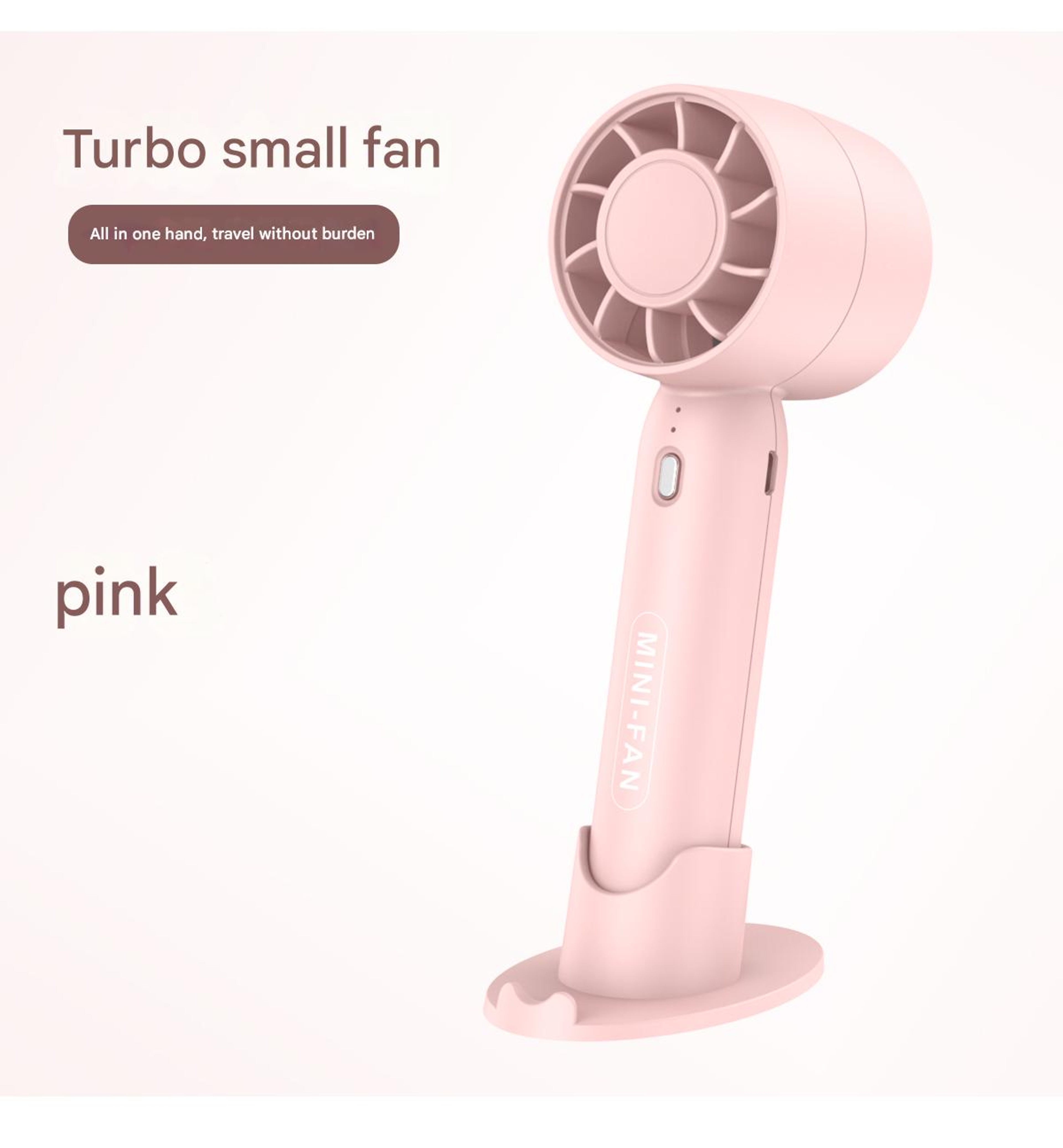 Portable Handheld Fan USB Rechargeable Mini Turbo Fan with Desktop Stand for Travel & Office – view 9