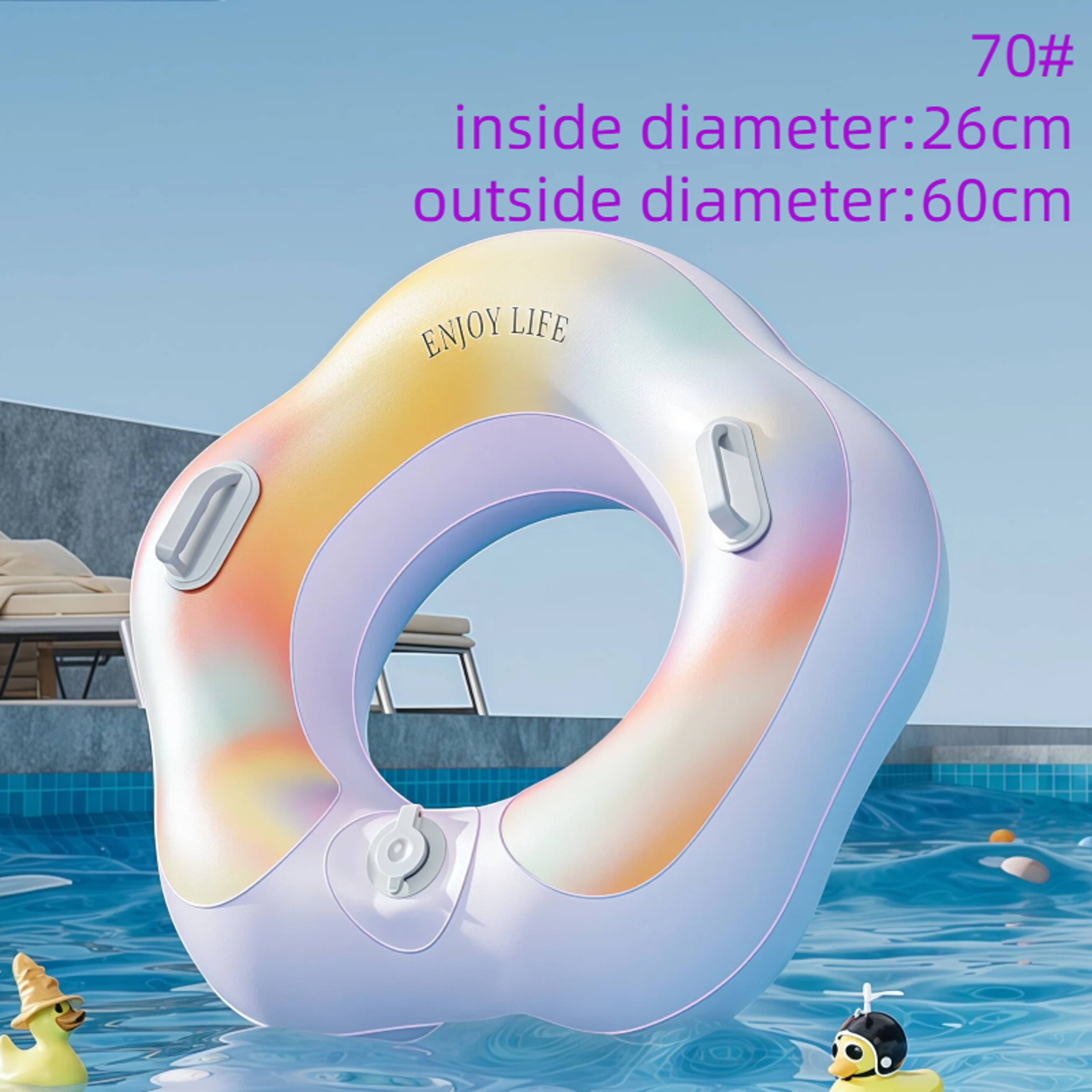 Petal Inflatable Pool Float With Double Handles Floral Swim Ring For Pool  Beach Fun 1