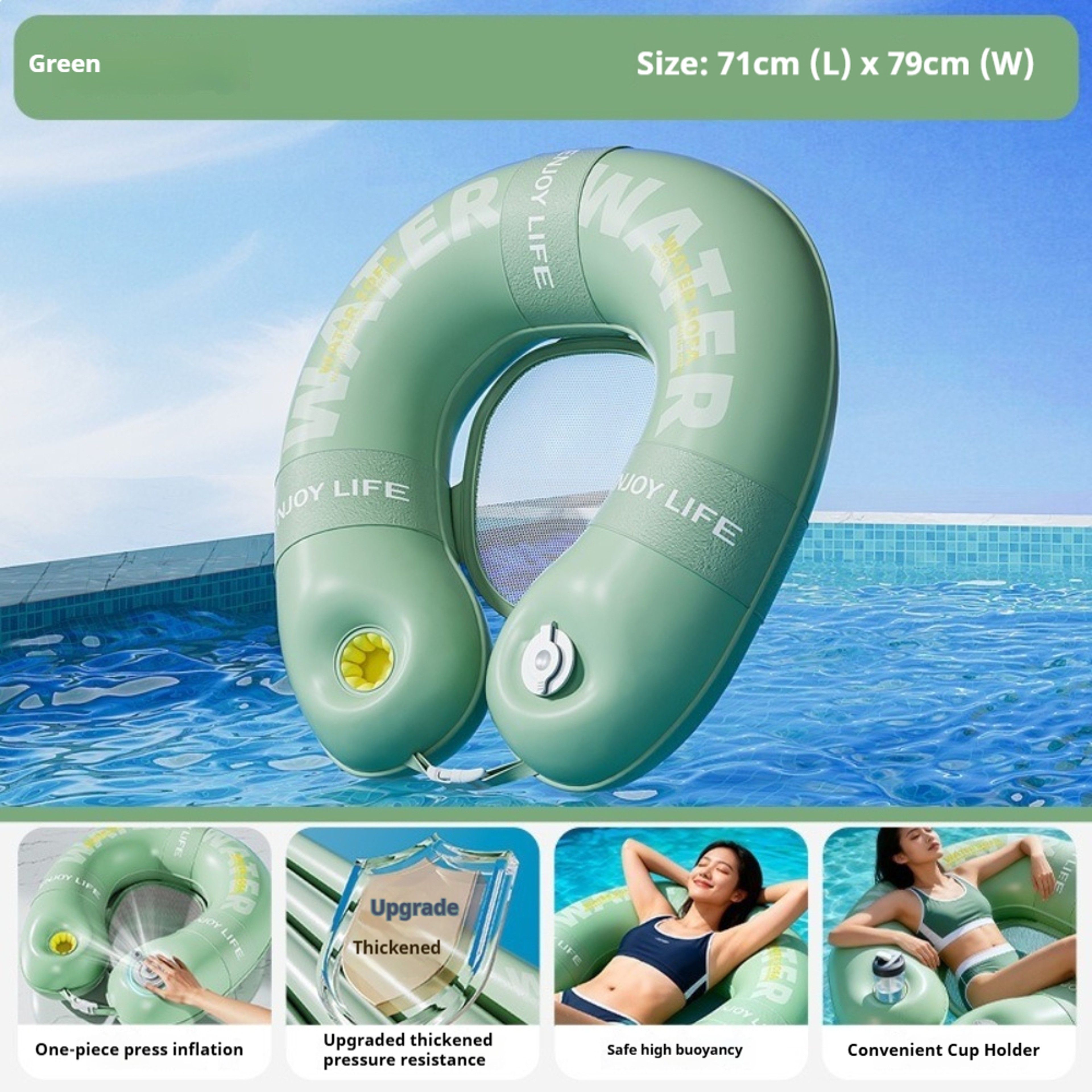 Inflatable Floating Platform Water Lounge Thick PVC Floating Water Bed For Lake Pool  Camping 4