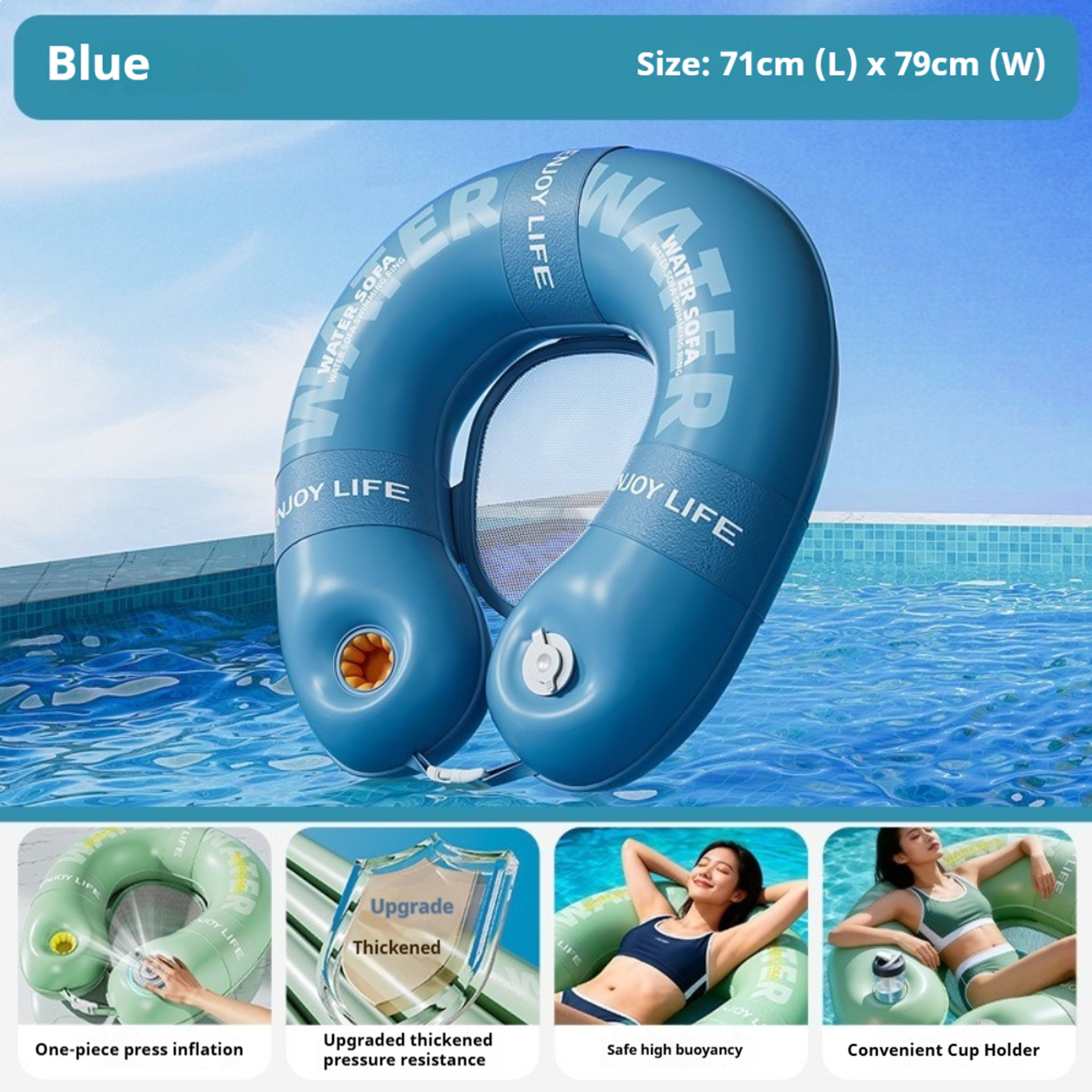 Inflatable Floating Platform Water Lounge Thick PVC Floating Water Bed For Lake Pool  Camping 5