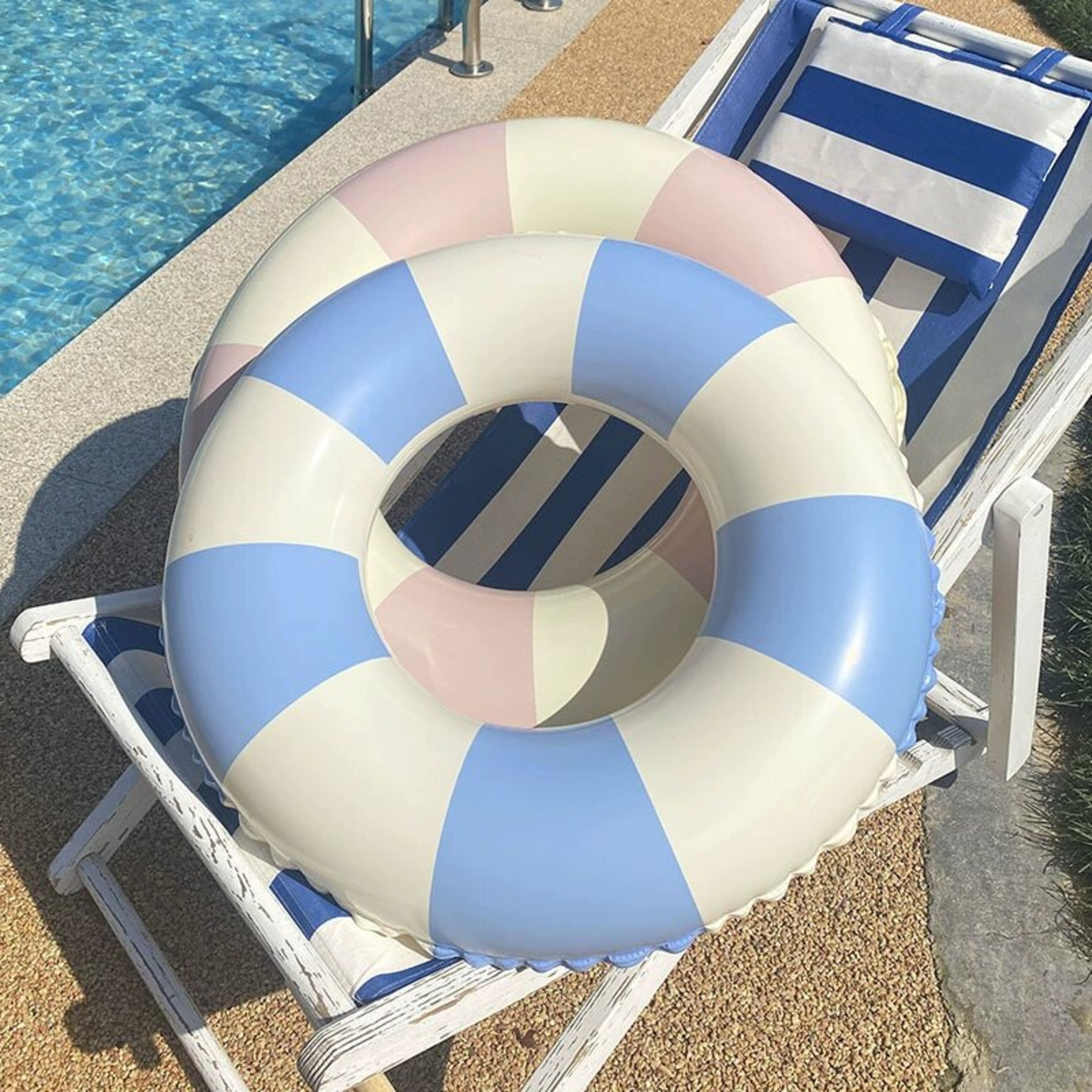 Classic Striped Inflatable Swim Ring Pool Float For Adults Kids  Beach Fun 0