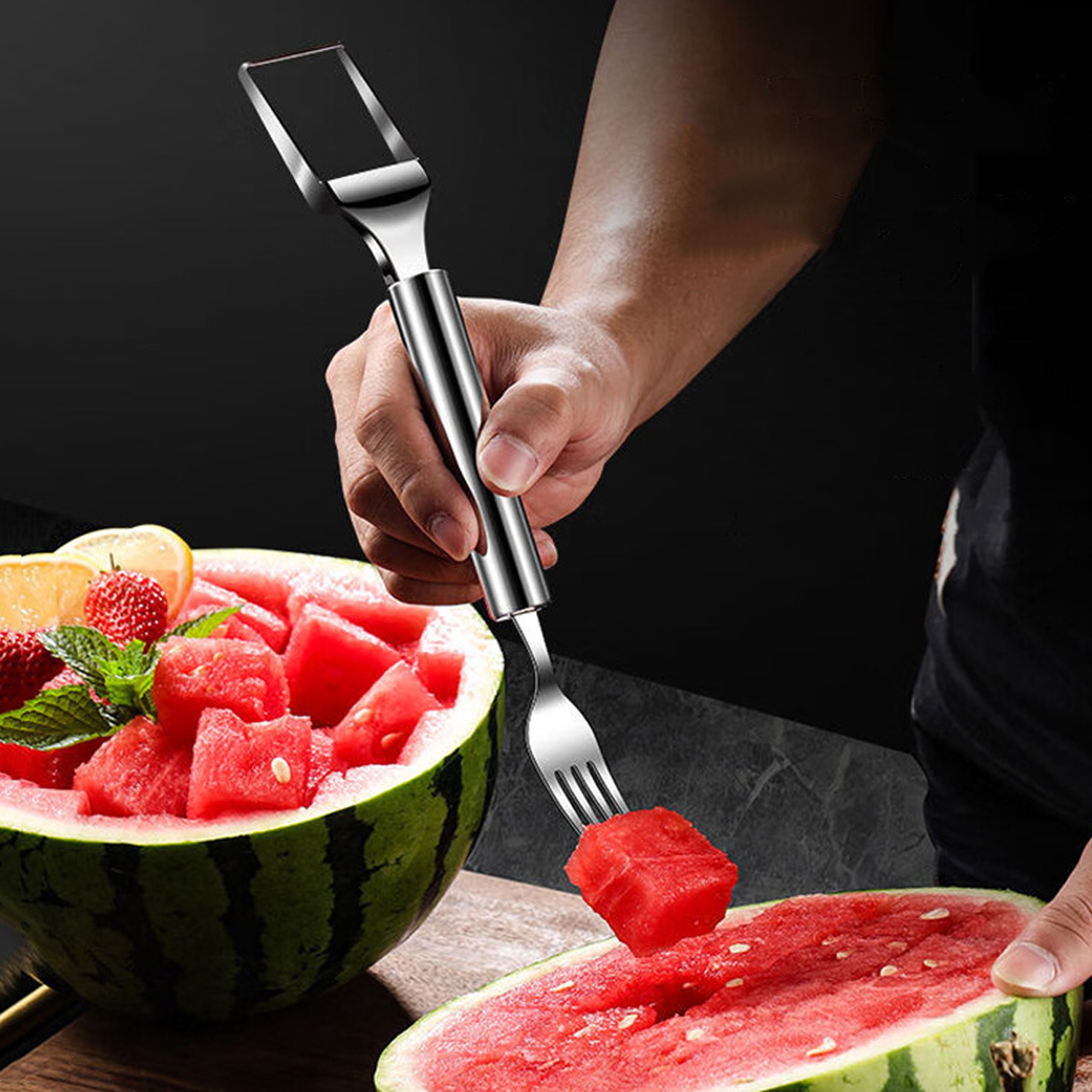 Watermelon Slicer & Stainless Steel Fruit Fork Dual Head Fruit Cutter Tool – view 3