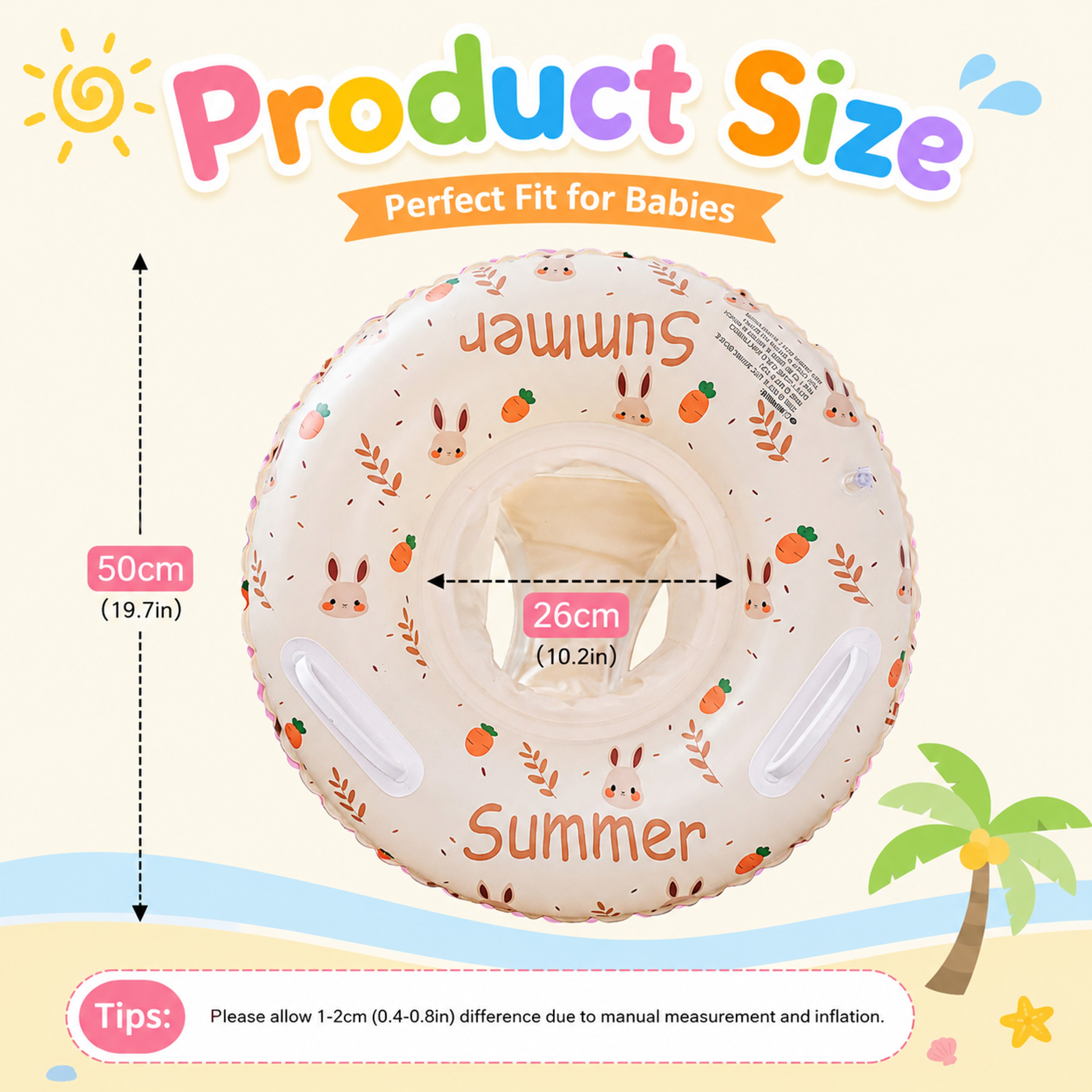 Bunny Toddler Pool Float with Handles Inflatable Swim Ring Pool Seat for Summer Water Fun – view 6