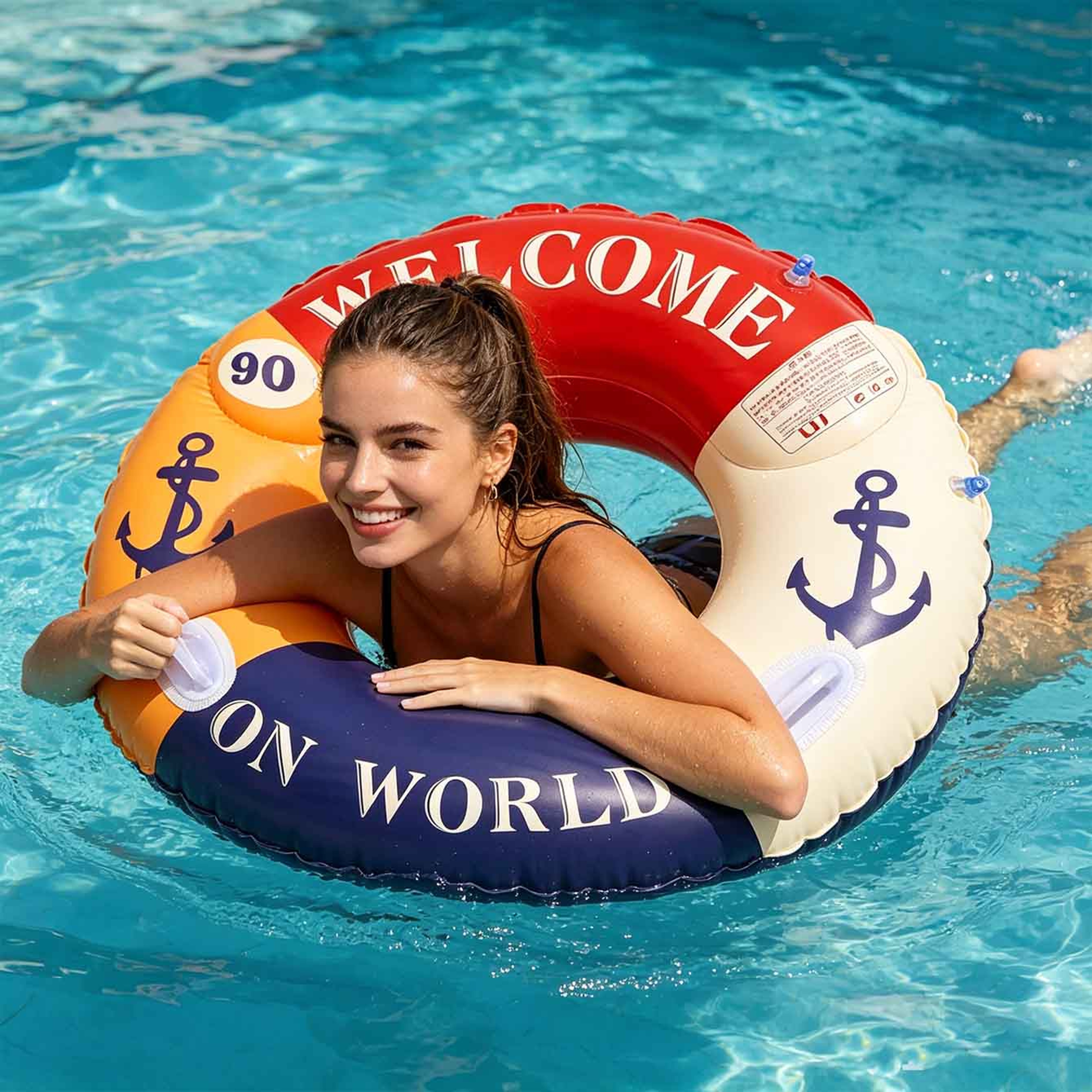 Anchor Style Pool Float With Handles Inflatable Swim Ring For Beach Lake  Pool Fun 3