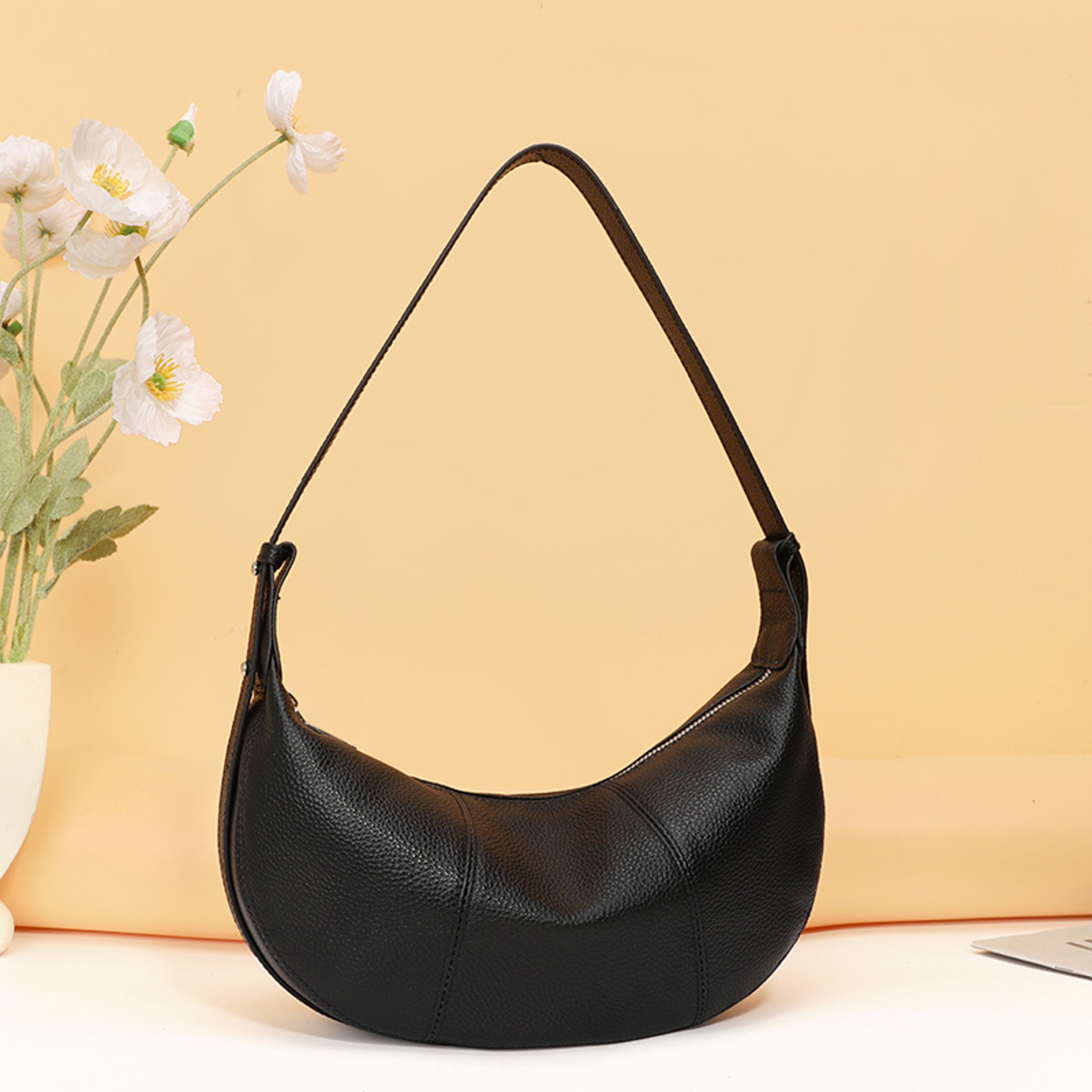 Genuine Leather Shoulder Bag Half Moon Adjustable Womens Underarm Purse for Everyday Commute – view 2