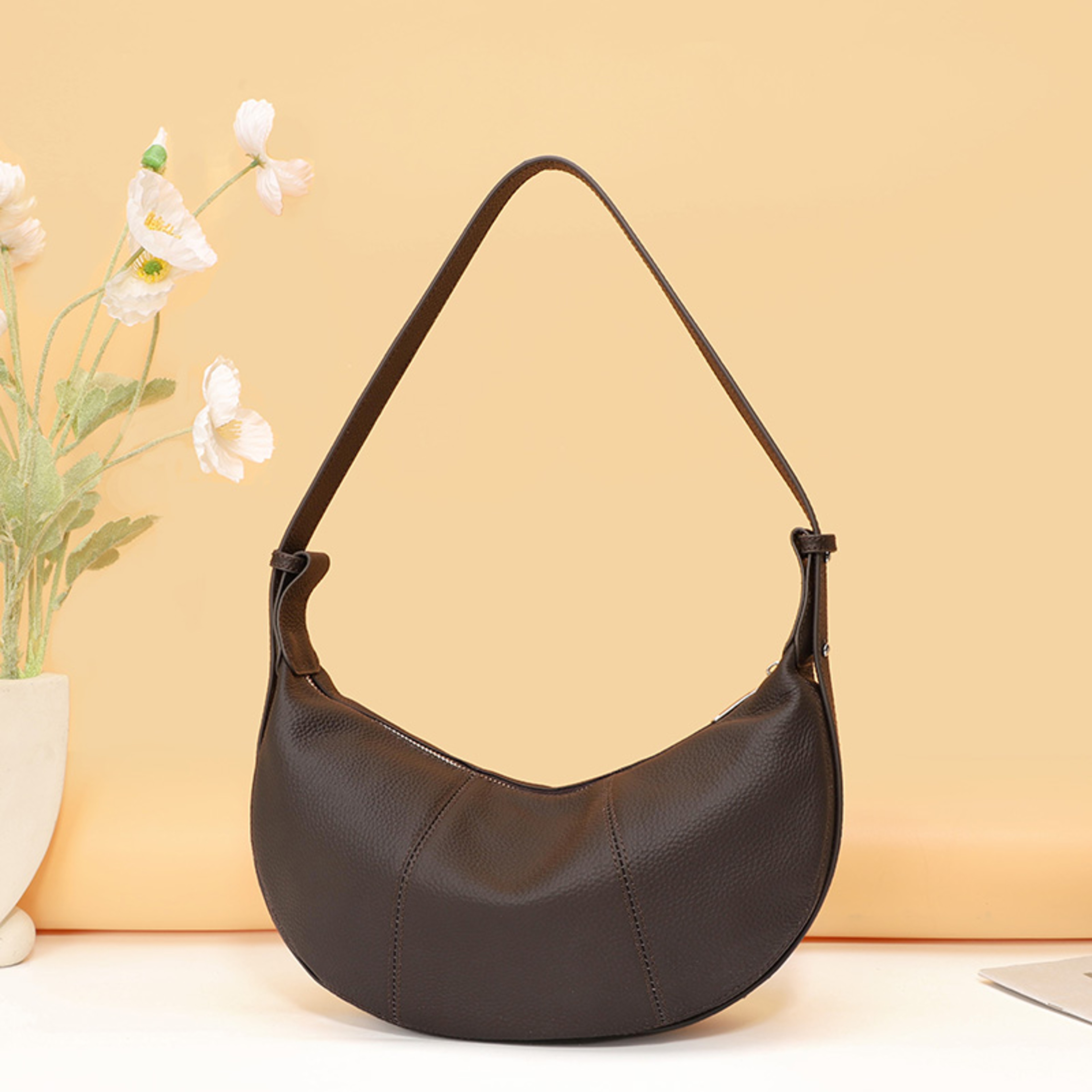 Genuine Leather Shoulder Bag Half Moon Adjustable Womens Underarm Purse for Everyday Commute – view 3