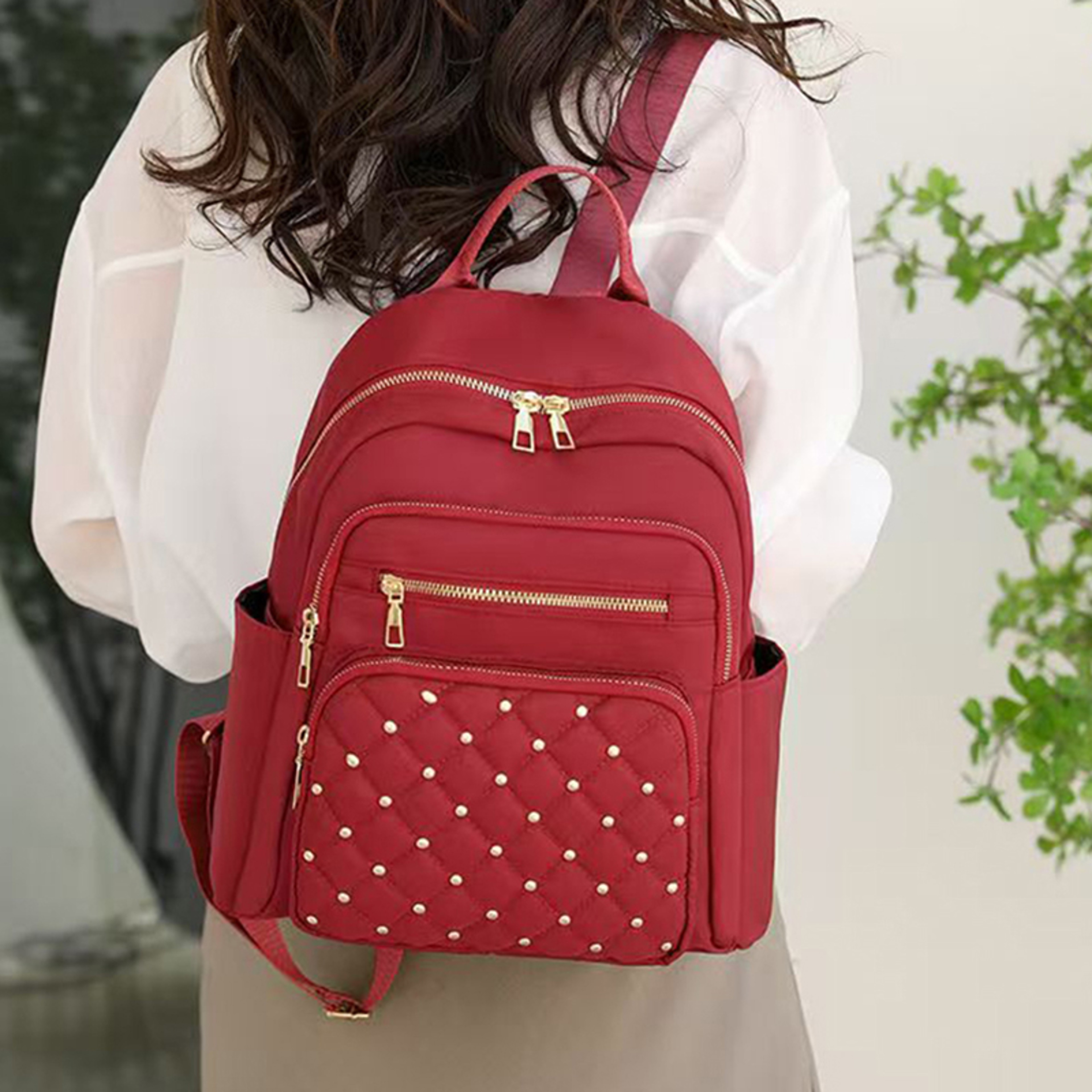Soft Fabric Womens Backpack With Side Pockets Lightweight Casual Everyday Rucksack 0