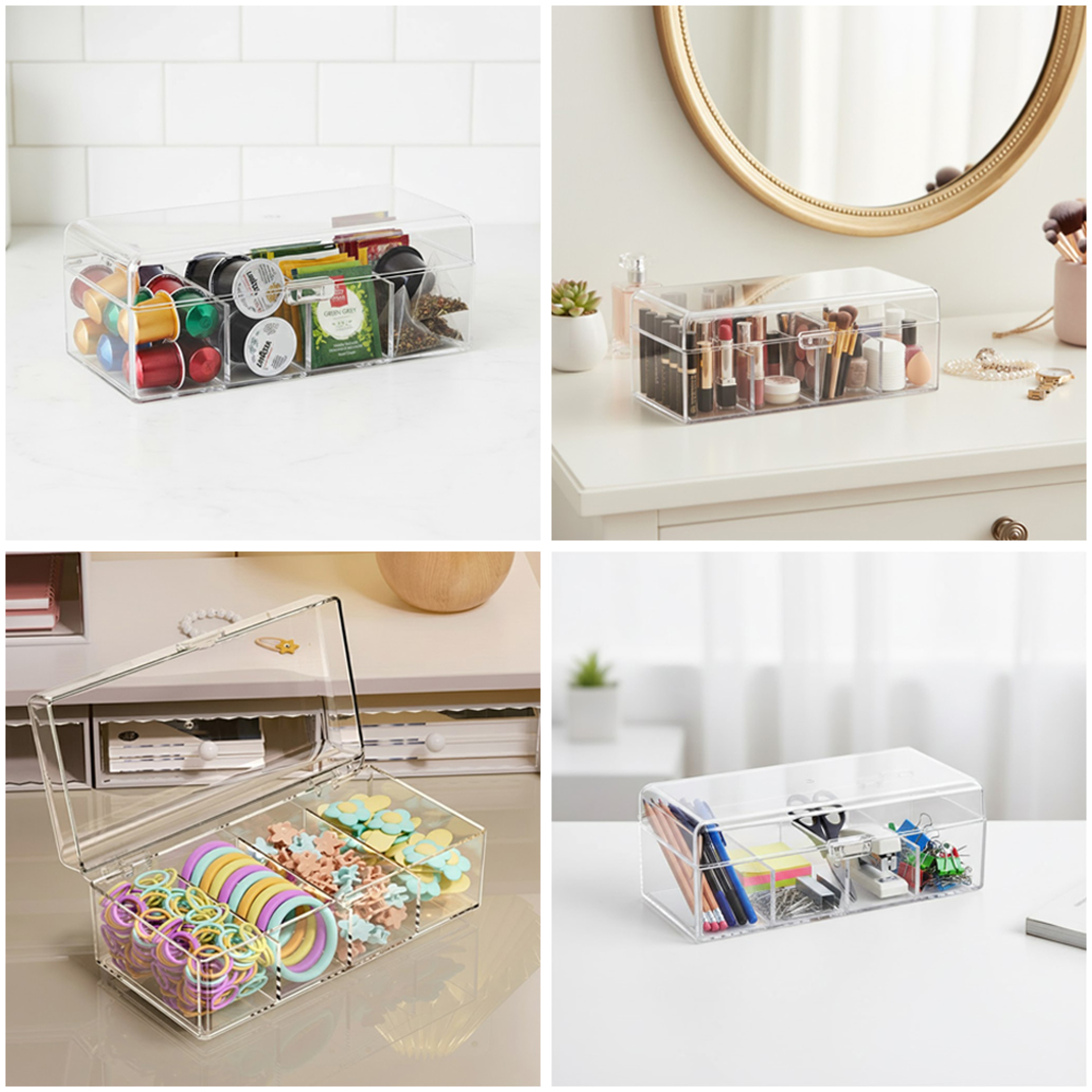 Tea Bag Organizer with Lid Multi Purpose Storage Box for Kitchen, Desk & Vanity – view 3