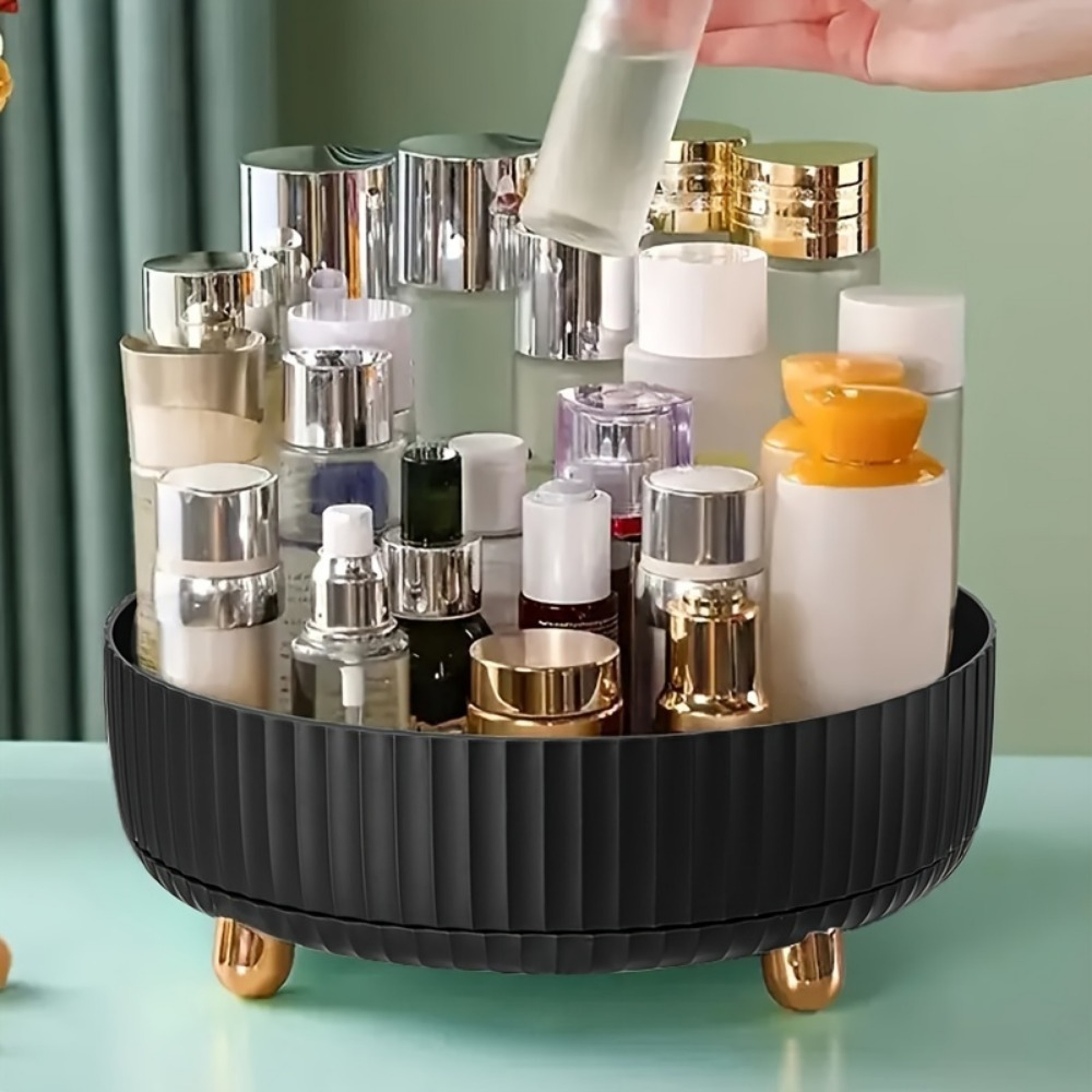 Rotating Makeup Organizer Large Capacity Perfume Organizer And Vanity Storage Tray 6