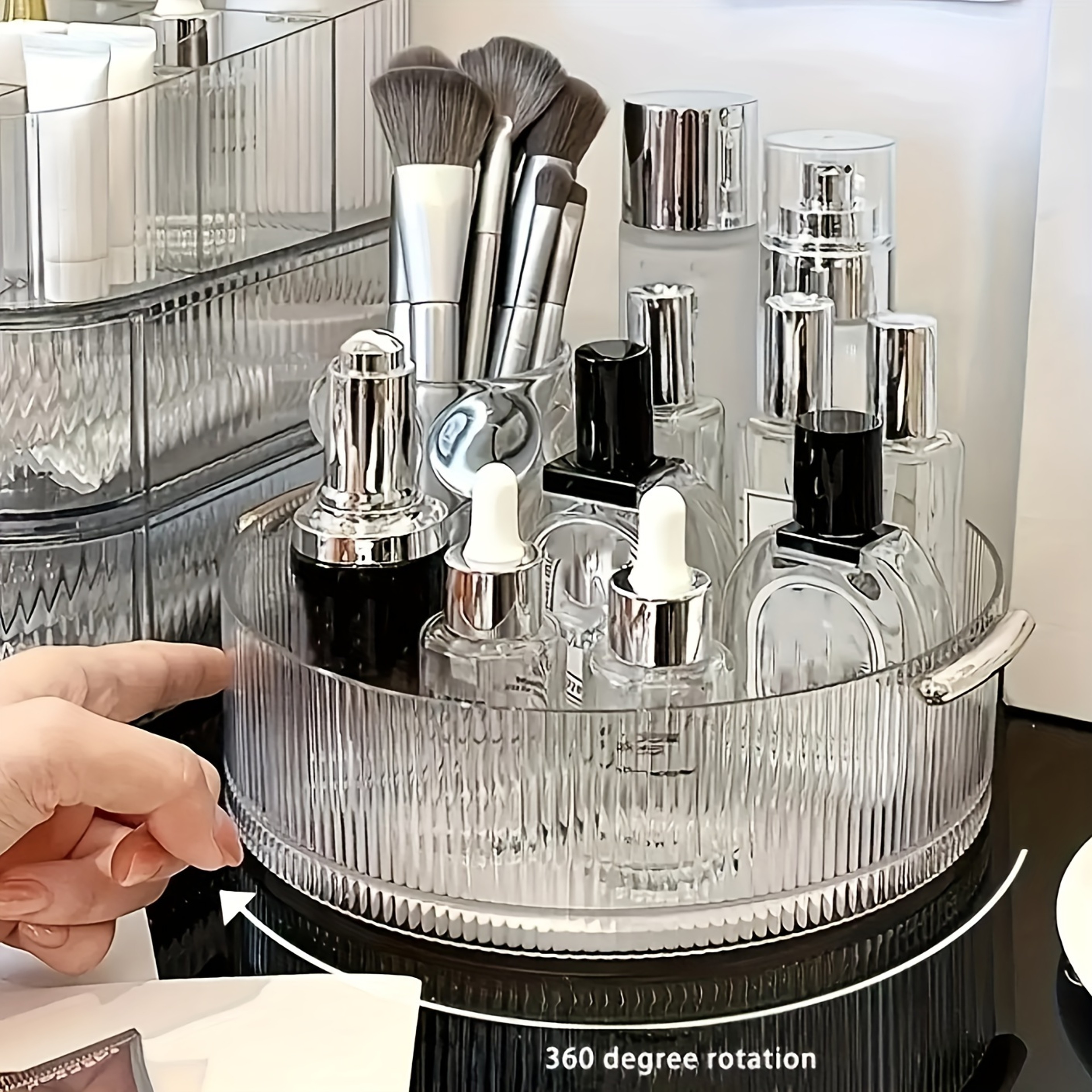 Rotating Makeup Organizer and Perfume Organizer Vanity Storage Tray – view 1