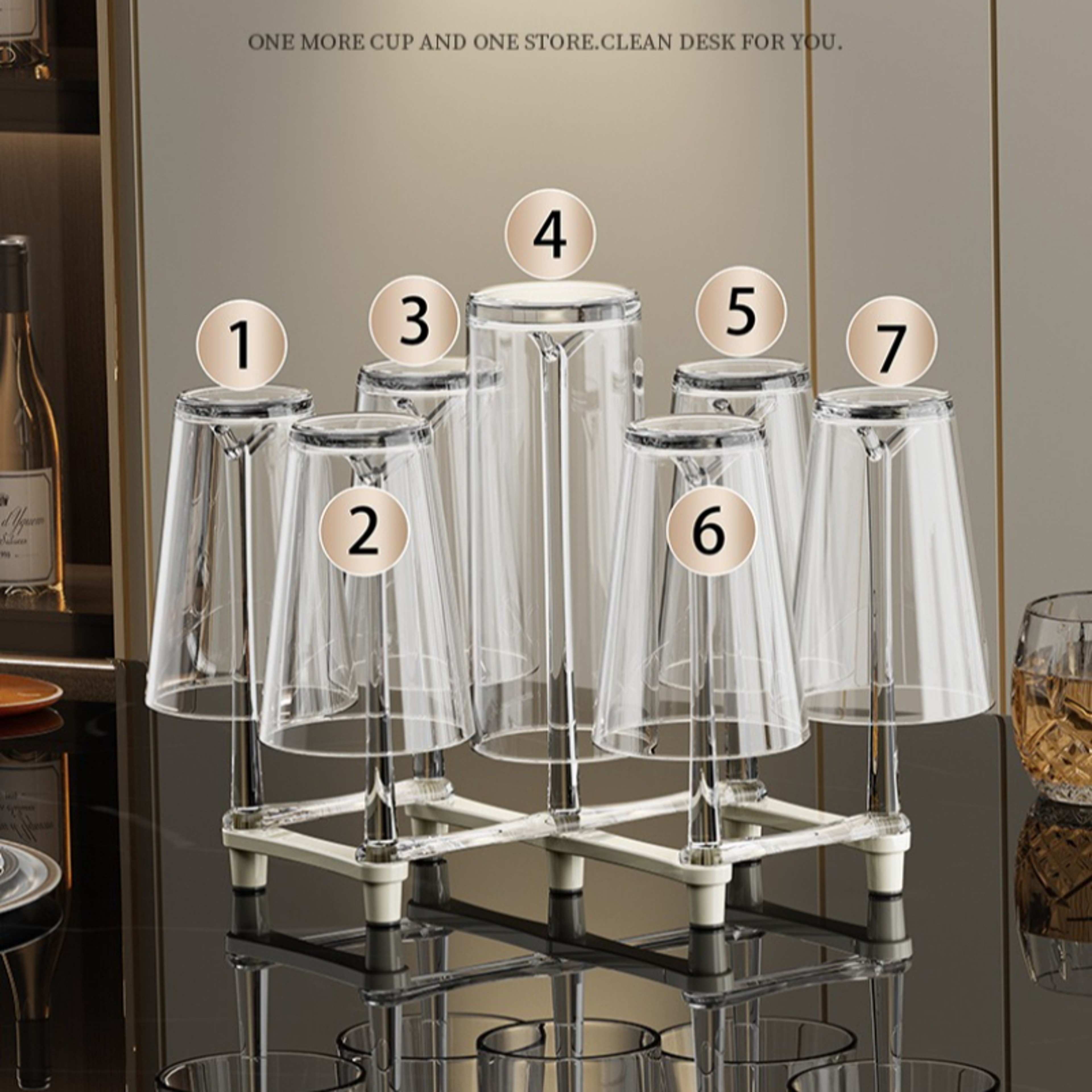 Space Saving Coffee Mug Holder & Cup Drying Rack with Drain Tray – view 6