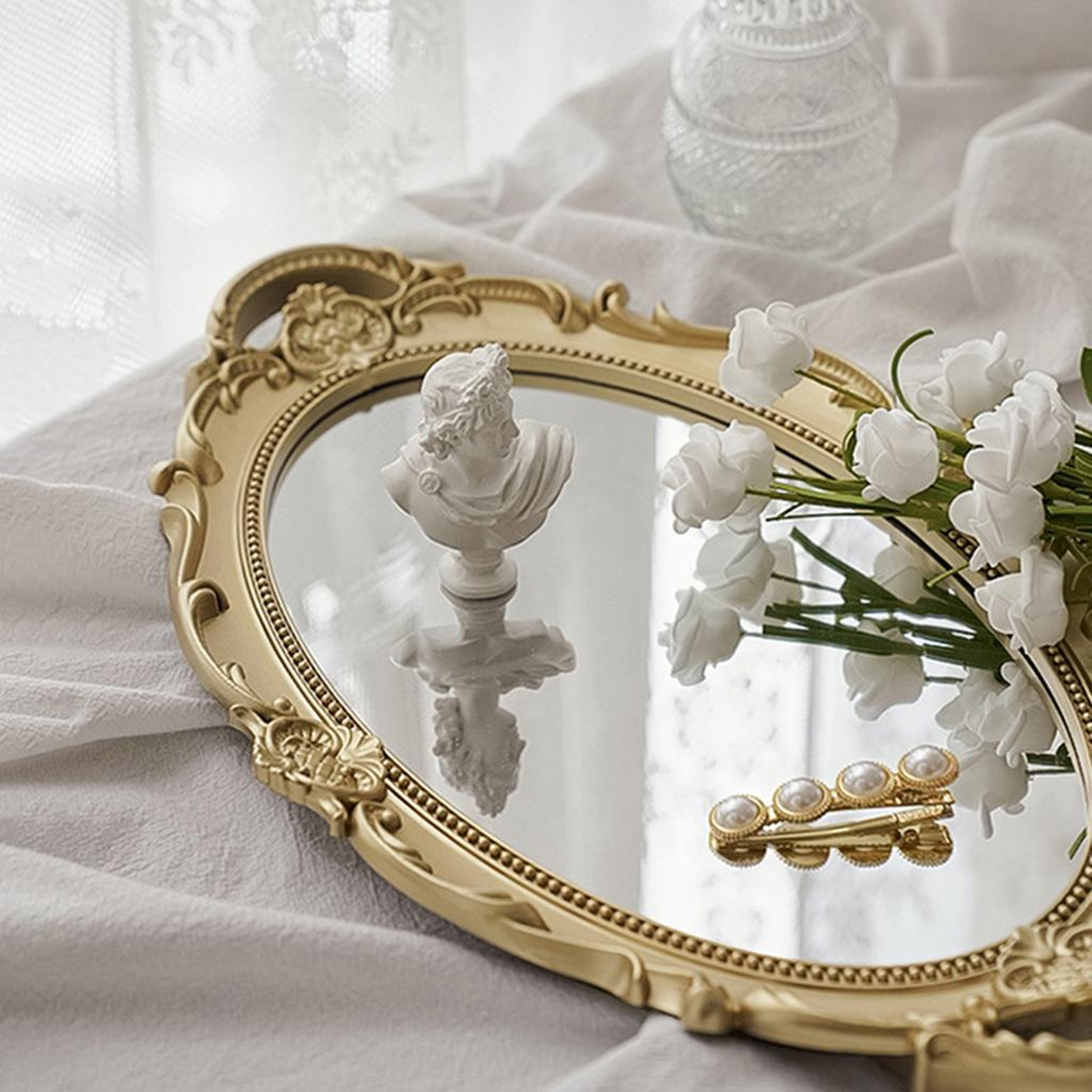 Vintage Mirrored Vanity Tray For Jewelry Perfume  Cosmetics 0