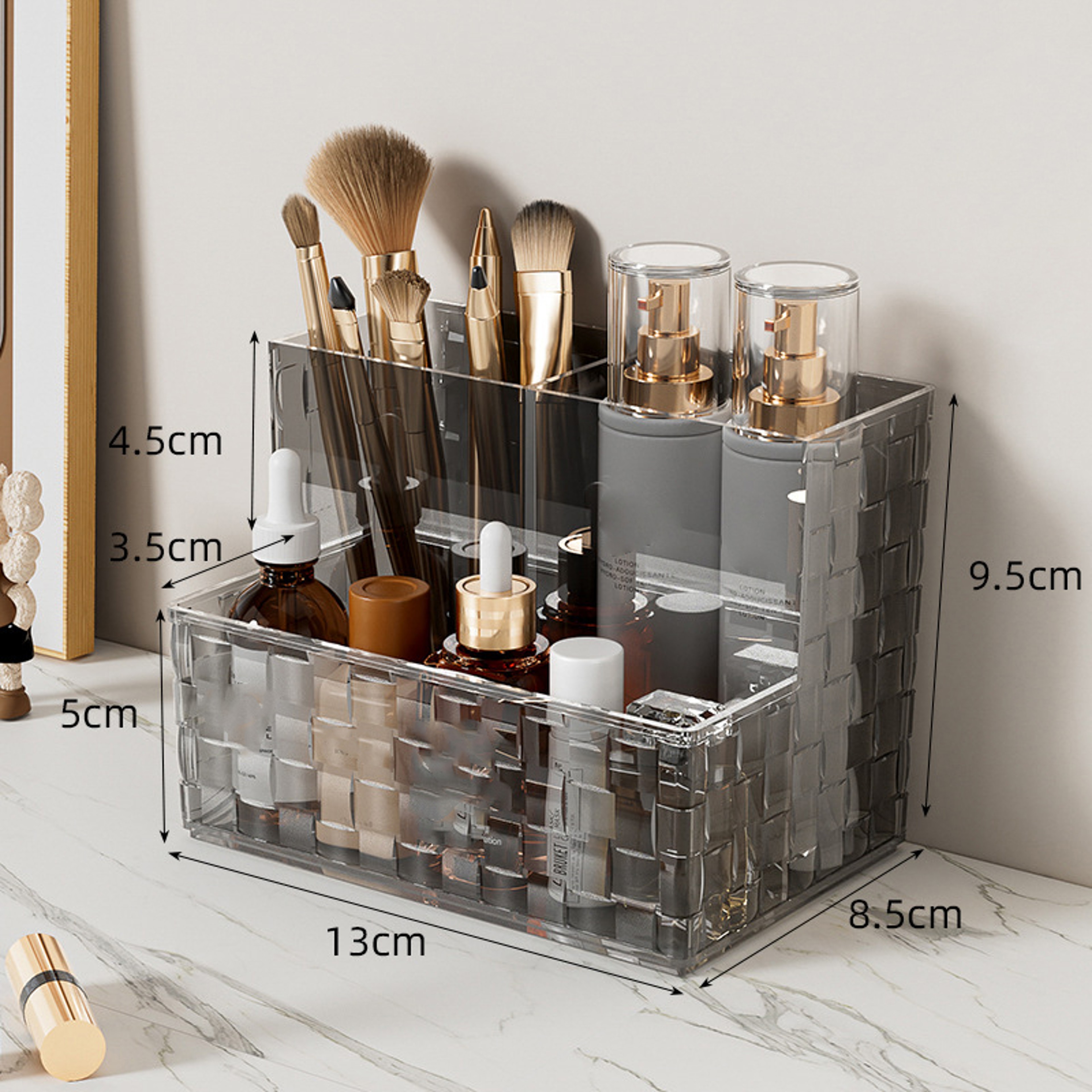 Clear Makeup Organizer And Desktop Storage Box With Multi Compartment Cosmetic And Remote Control S 5