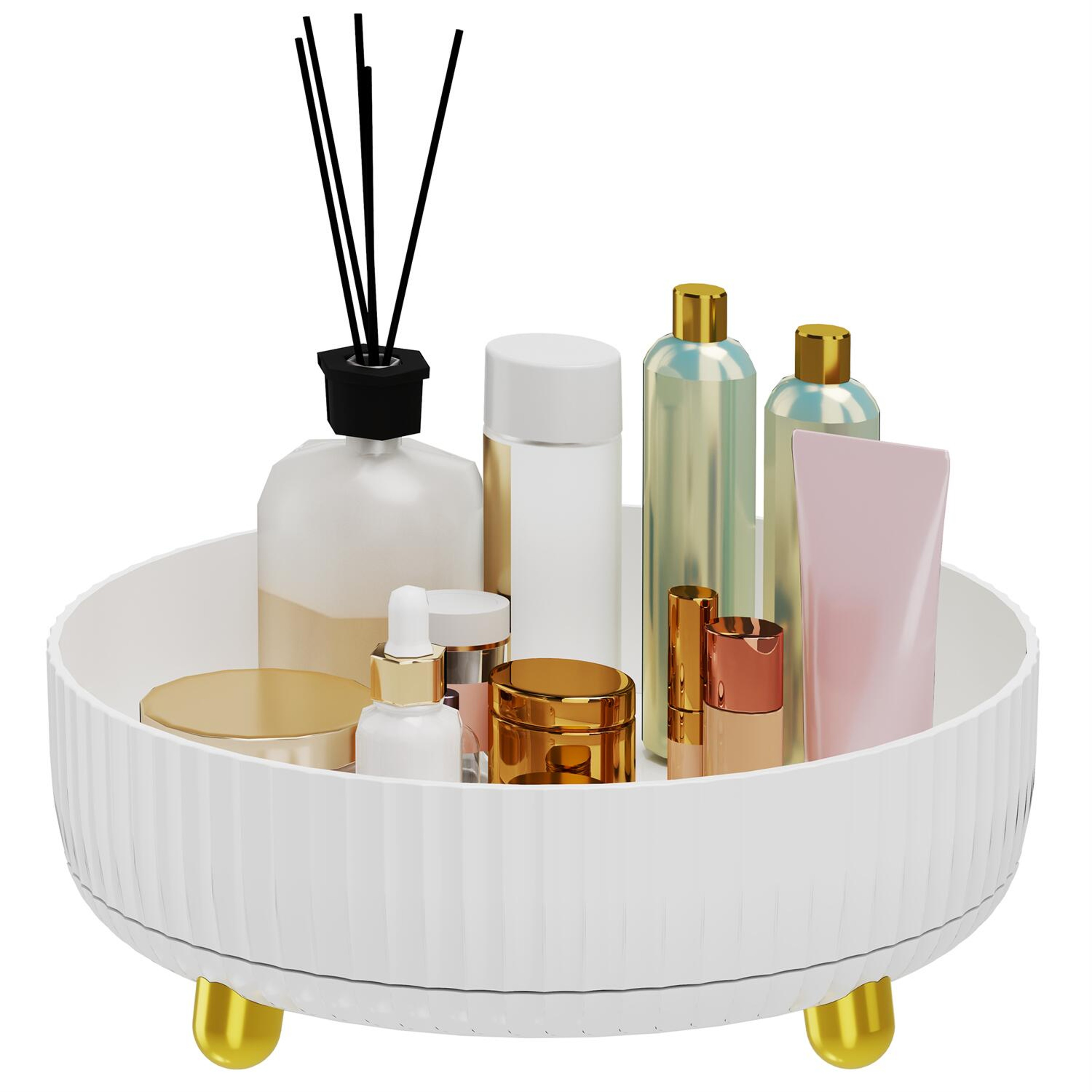 Rotating Makeup Organizer And Perfume Organizer Large Capacity Black Vanity Storage 1