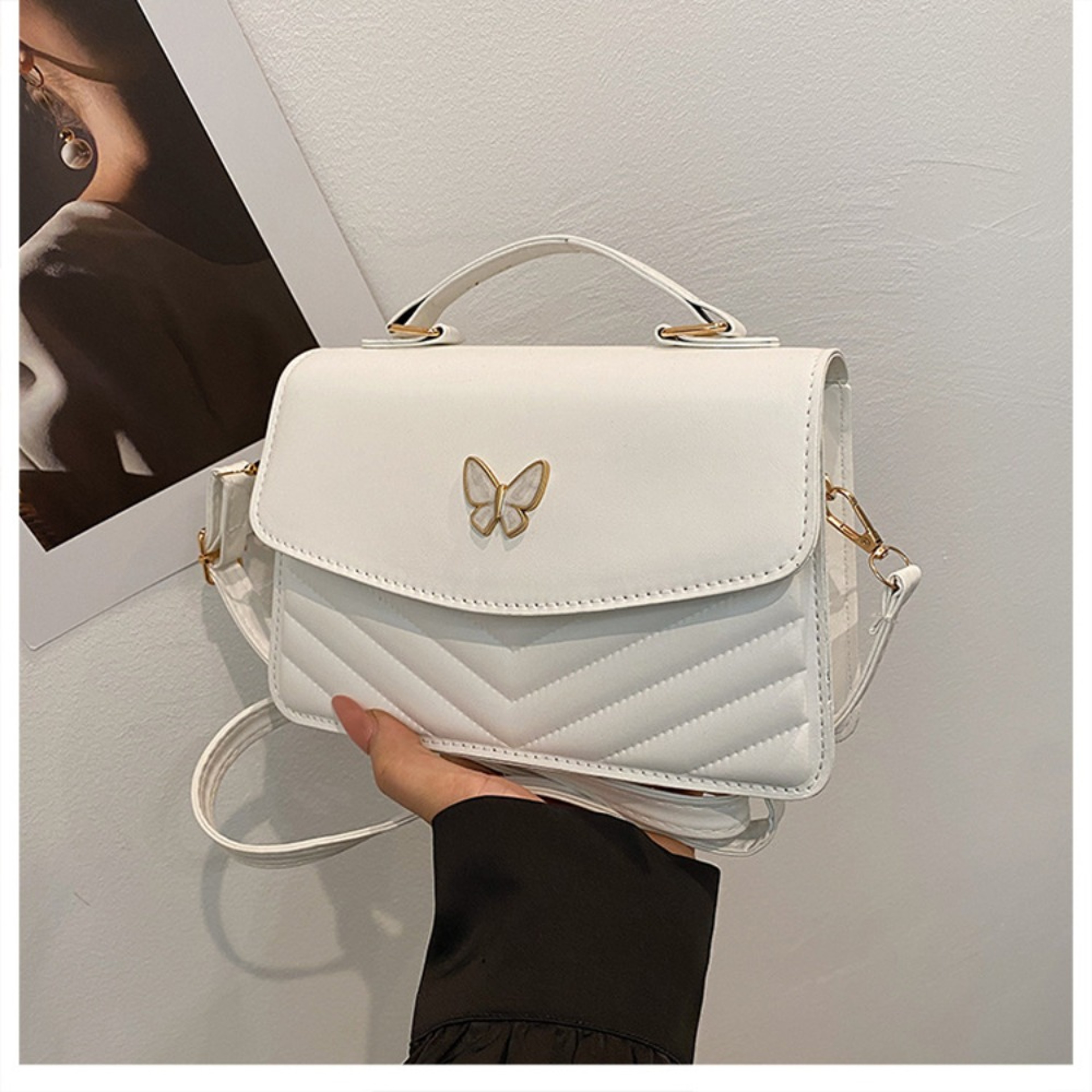 Everyday Chic Womens PU Leather Handbag Large Capacity Square Tote Bag 9