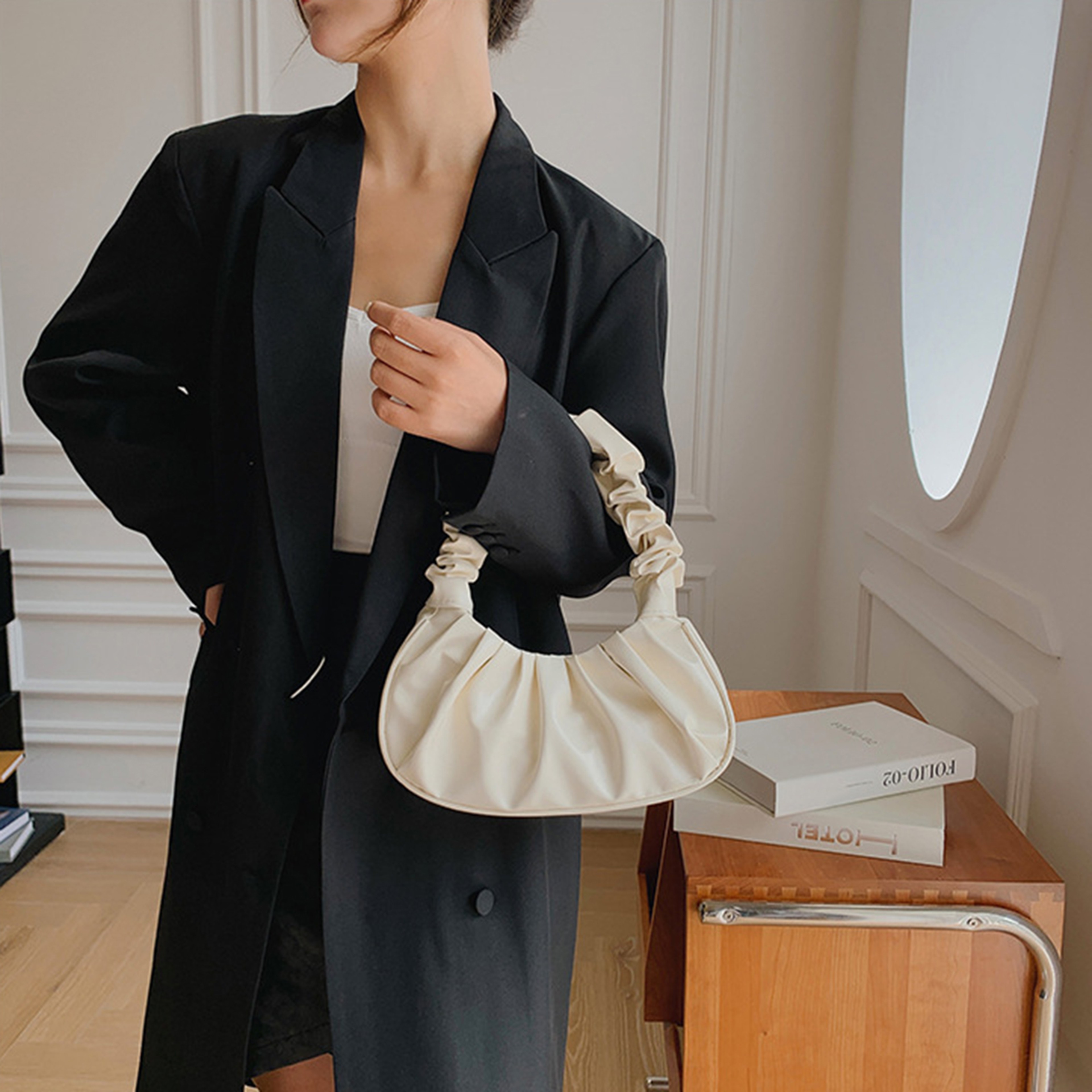 Pleated Cloud Bag For Women Soft PU Dumpling Shoulder Handbag 2