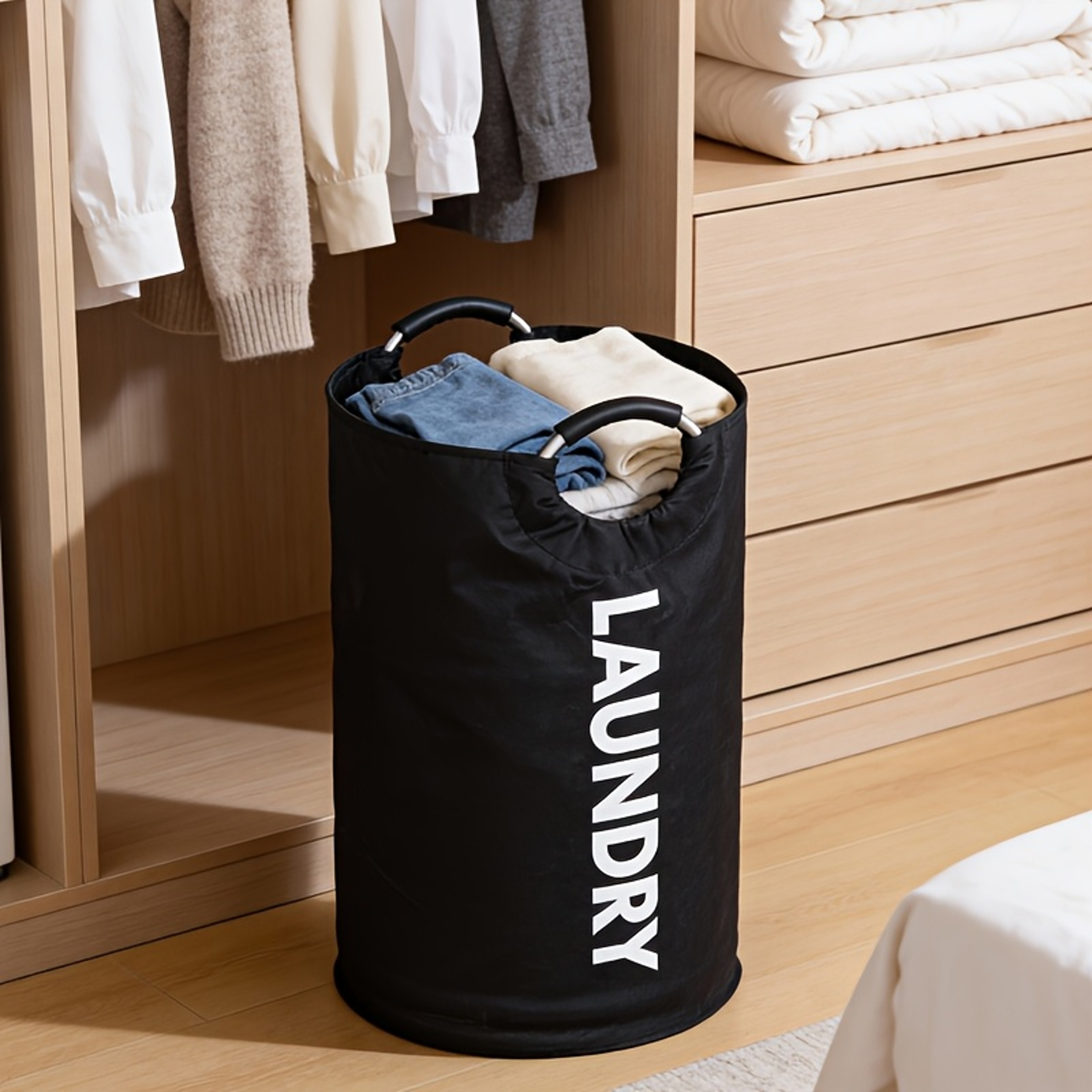 Extra Large Foldable Laundry Basket Sturdy Clothes Storage Hamper 1