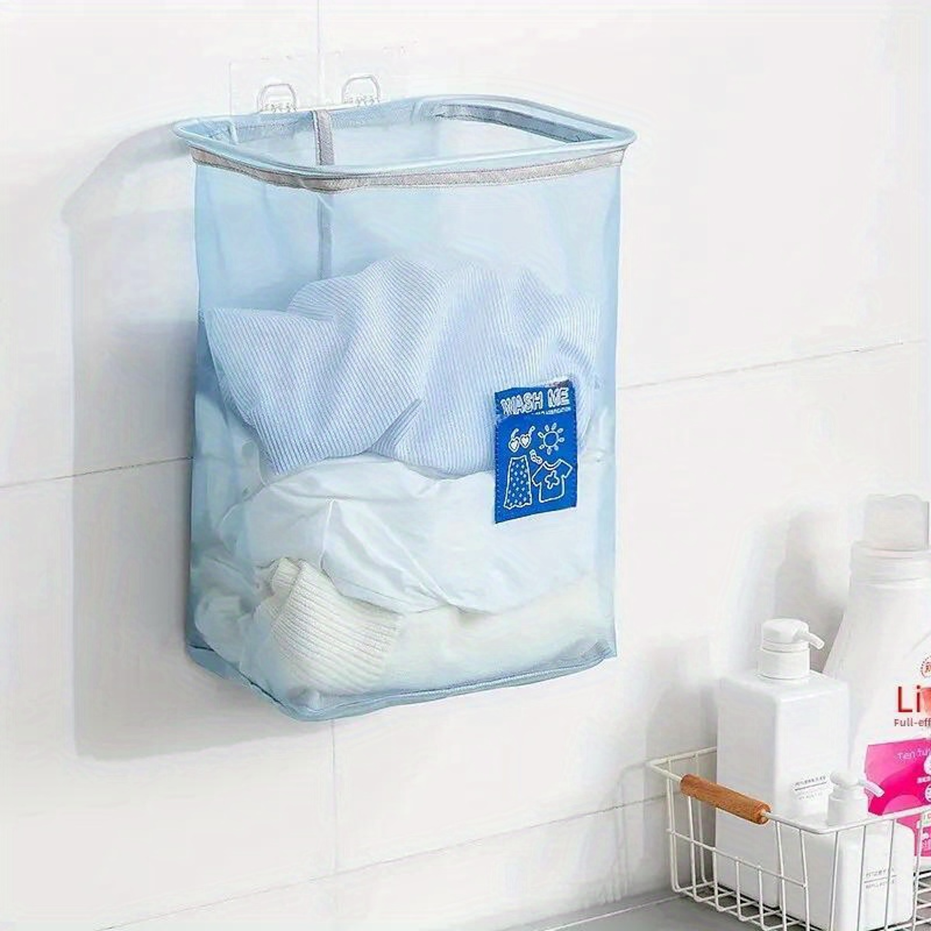 Space Saving Foldable Wall Mounted Laundry Basket and Collapsible Storage Hamper – view 3